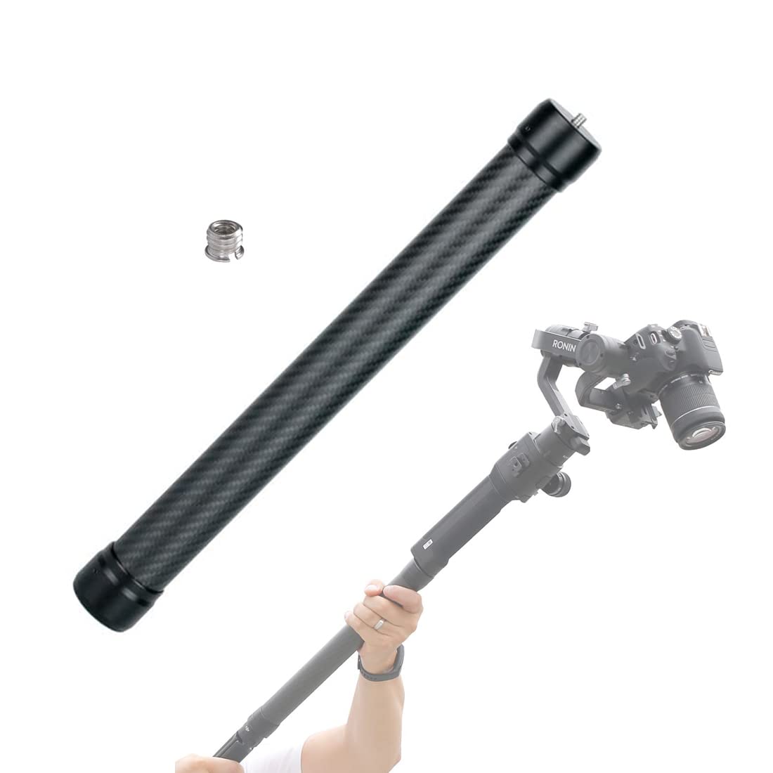 Angelreally 36Cm/14.17 Inch Extension Pole Carbon Fiber Bar With 1/4"" Screw Compatible With Dji Ronin S, Ronin Sc, Osmo Mobile 3, Om 4, Zhiyun Crane 2 V2 Stabilizer Dslr Camera