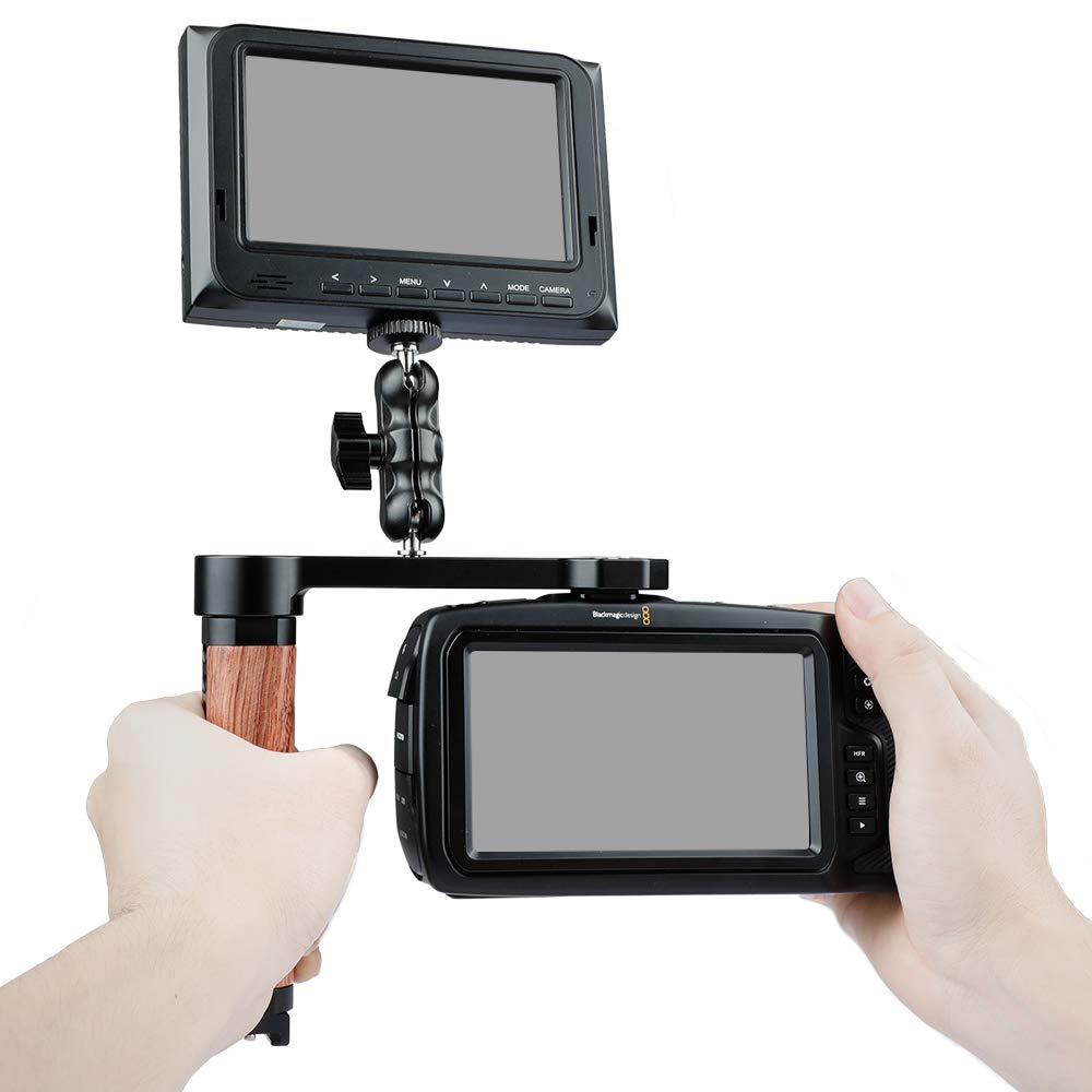 Camvate Wooden Handle Grip L-Shape With Shoe Mount For Ronins/Zhiyun Crane Series Handheld Gimbal - 1941