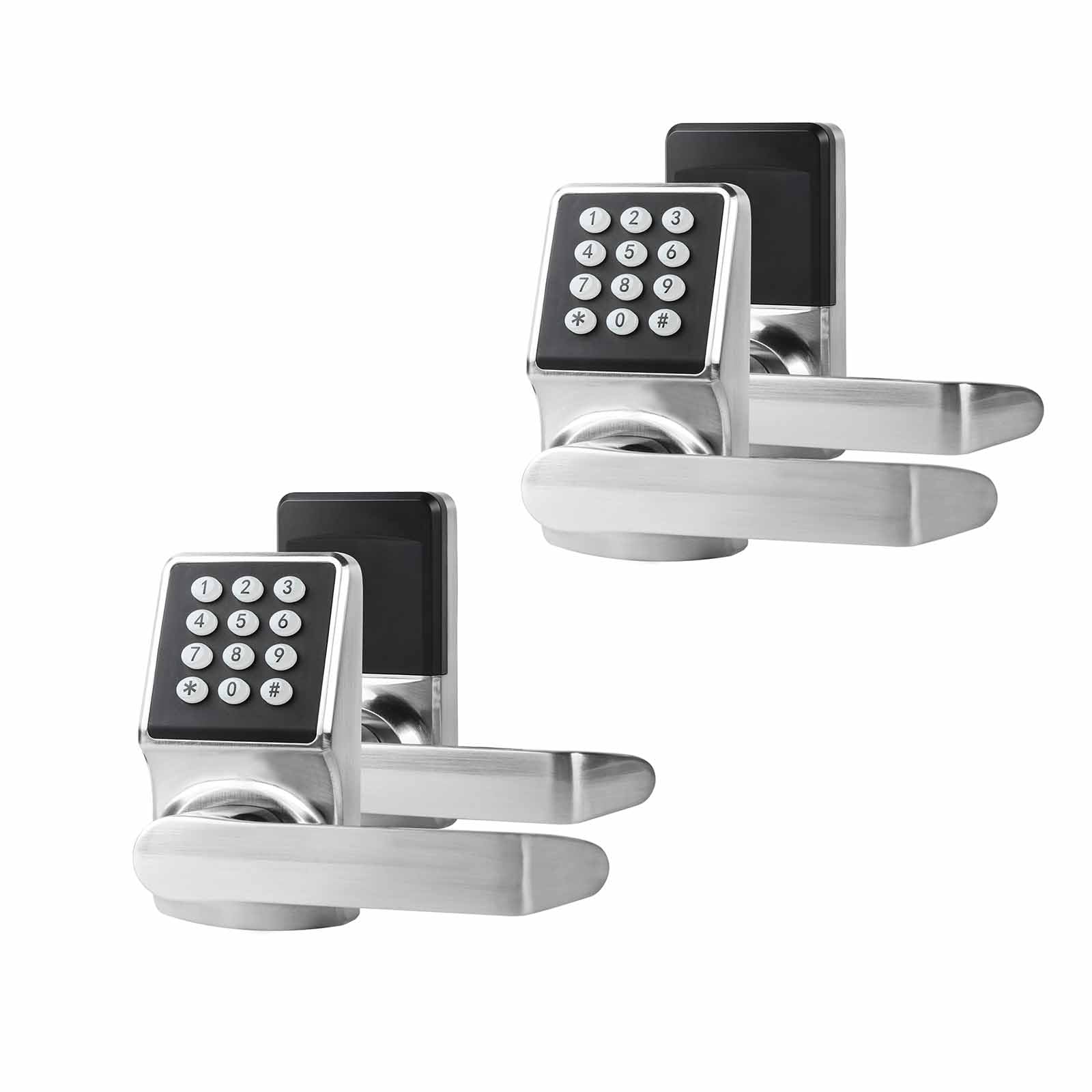 Cielsa Dawn Keypad Door Lock With Handle, Digital Door Lock With Keypad Set,Keyless Entry Door Lock With Handle-Ic Card And Anti-Peep Password- Brushed Nickel-2Packset