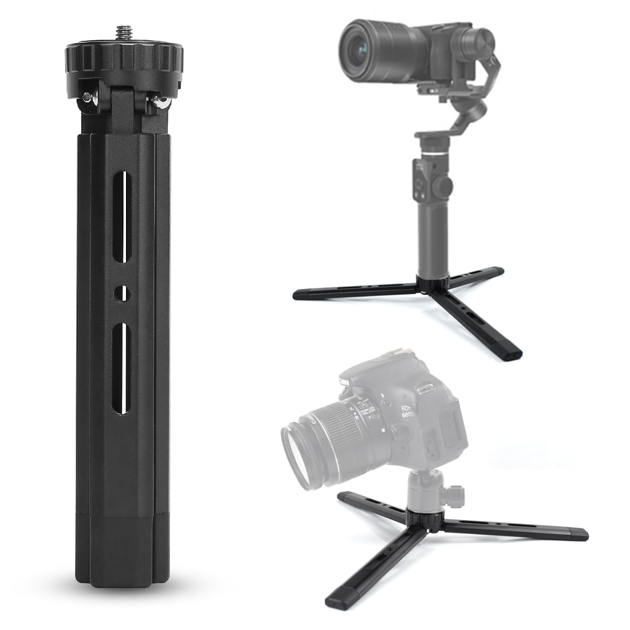Akeipho Adjustable Aluminum Mini Tripod - Desktop Tabletop Stand For Dslr Cameras, Zhiyun Weebill/Smooth/Crane, Dji Ronin S/Sc/Rsc/Rs, Osmo Mobile, Stabilizer Handle (4-Level Adjustable)