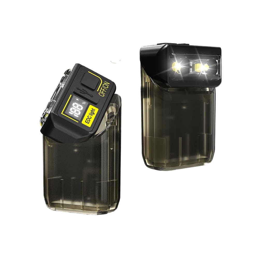 Poyoelf Small Powerful Edc Flashlight Cap Lamp Clip On With White Red And Blue Light,Bright 1000Lm Usb C Rechargeable 6 Modes Mini Pocket Flash Light With Clip,180°Head Swivels,Tail Magnet (Black)