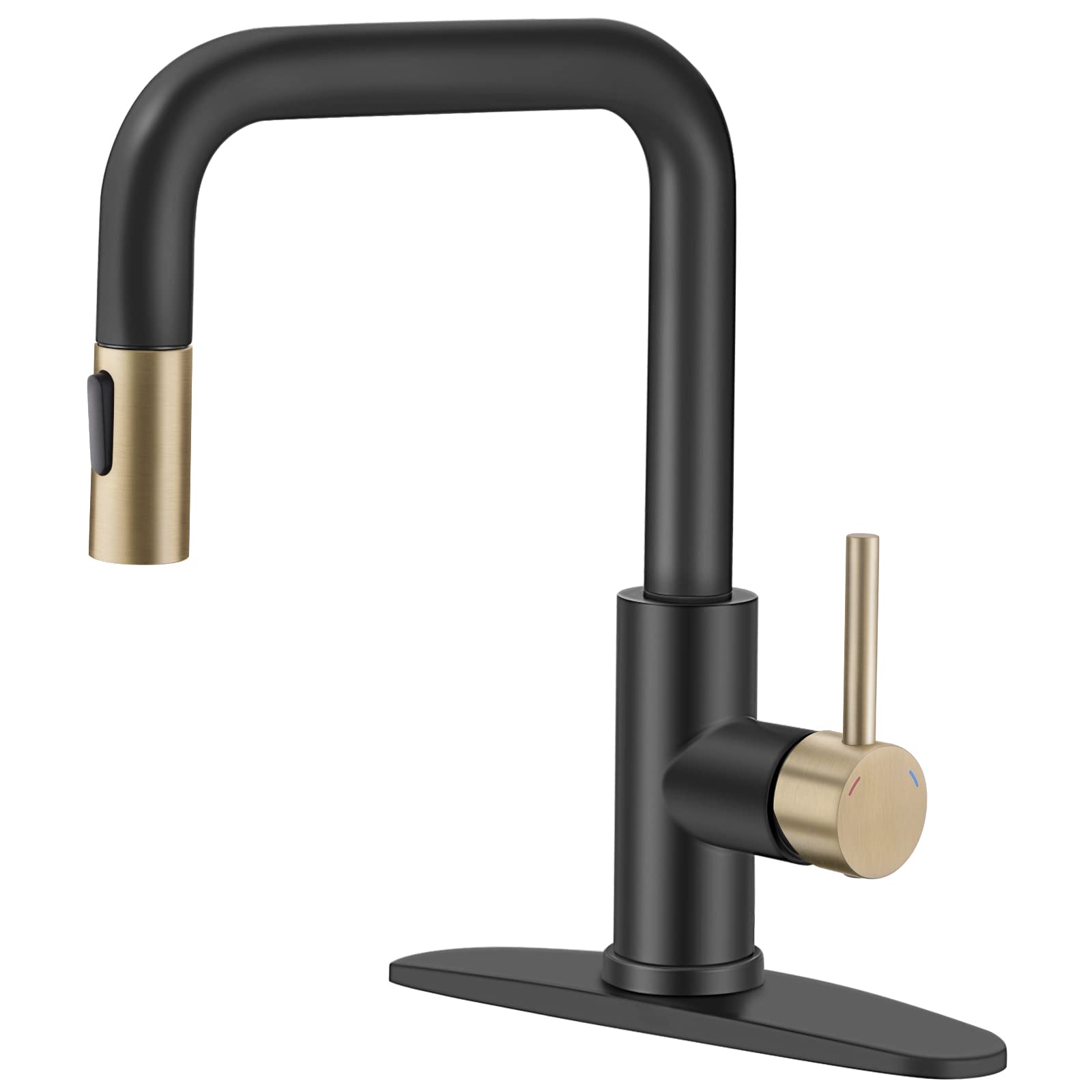 Tqkag Kitchen Faucet Single Handle Stainless Steel Kitchen Sink Faucet With Pull Out Sprayer Brushed Gold Sprayer And Handle