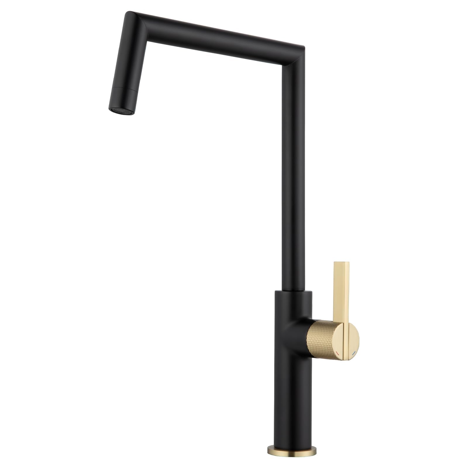 Aection Black And Gold Bar Sink Faucet,Modern 360° Rotatable Single Handle Kitchen Sink Faucet,Matte Black Single Hole Kitchen Sink Faucet For Rv Sinks, And Laundry,Brass Sink Faucet