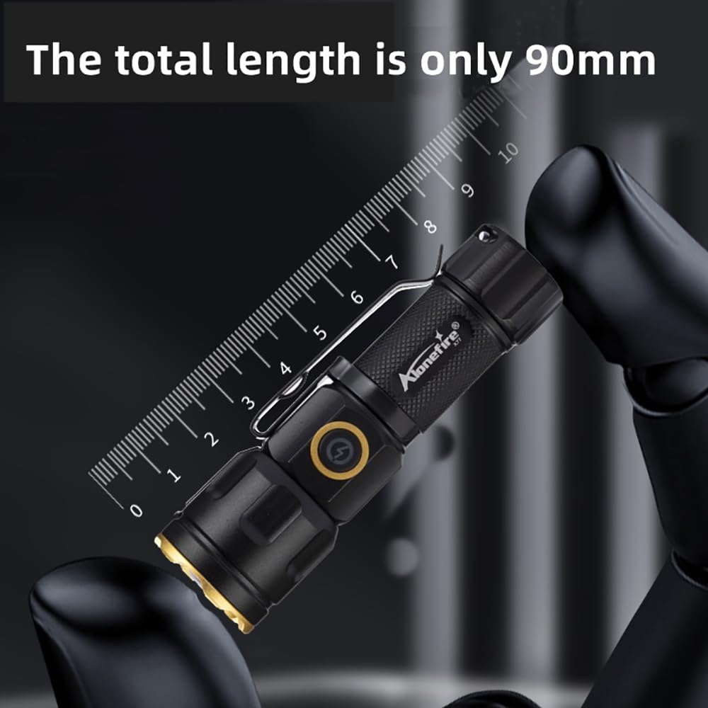 Alonefire X77 Led Mini Flashlight High Lumens Usb C Rechargeable Zoom Small Flashlight Bright Lightweight Pocket Size Long Range With 5 Light Modes Magnetic With Clip, Rechargeable Battery For Edc
