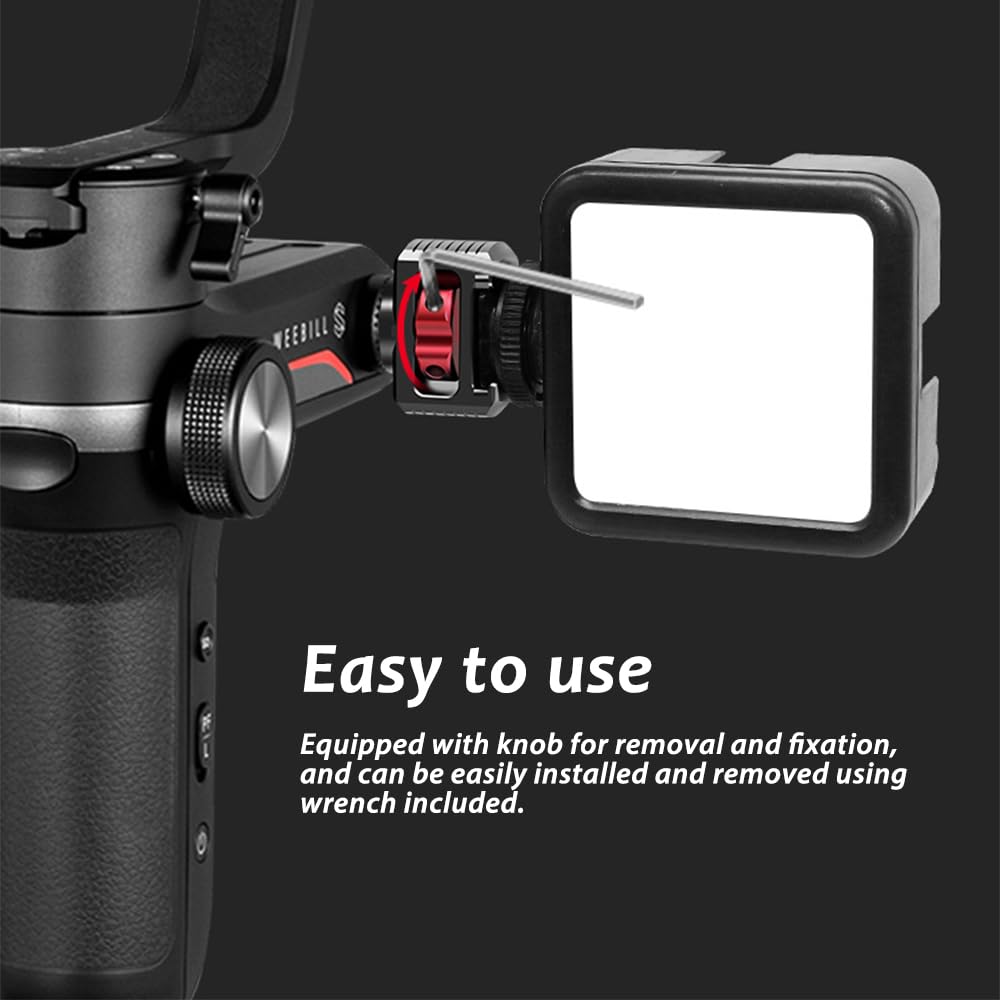 Akeipho Side Mounting Adapter For Zhiyun Weebill S Crane 2/3, Gimbal Extension Plate With Cold Shoe Mount 1/4" Screw Holes For Video Light, Microphone, Monitor