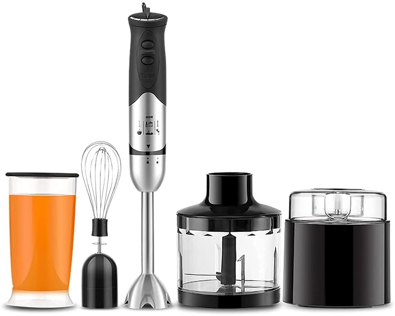 Kaabeto Multifunction Immersion Hand Blender, 6-In-1-Speed Stick Blender With 500Ml Food Grinder, Bpa-, 600Ml Container,Milk Frother,Egg Whisk,Puree Infant Food, Smoothies, Sauces And Soups