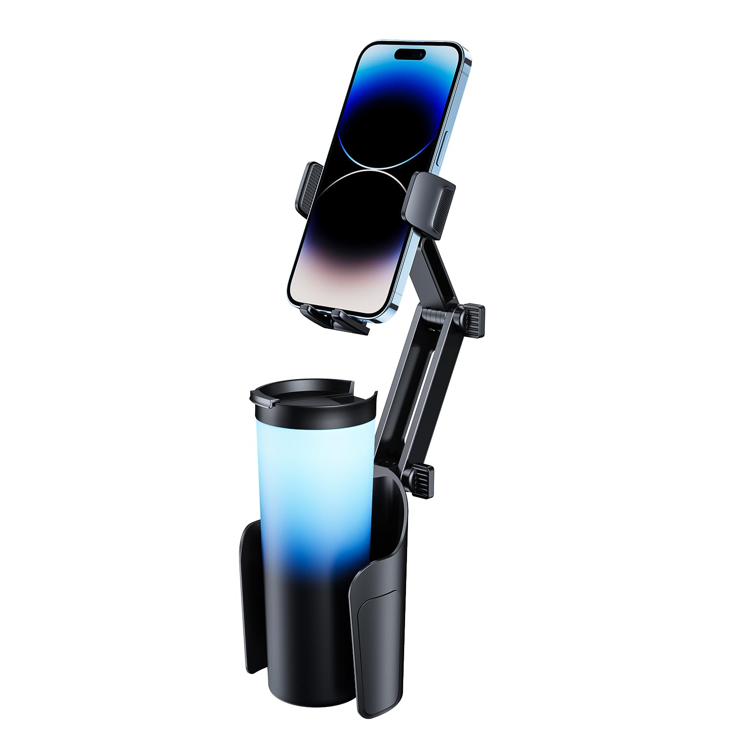 Tryone 2-In-1  Version Cup Phone Holder For Car: Car Cell Phones Cup Stand Expander With Height Adjustable Arm Fit For Truck  Suv  Automobile Compatible With Iphone & Samsung & Android Smartphones