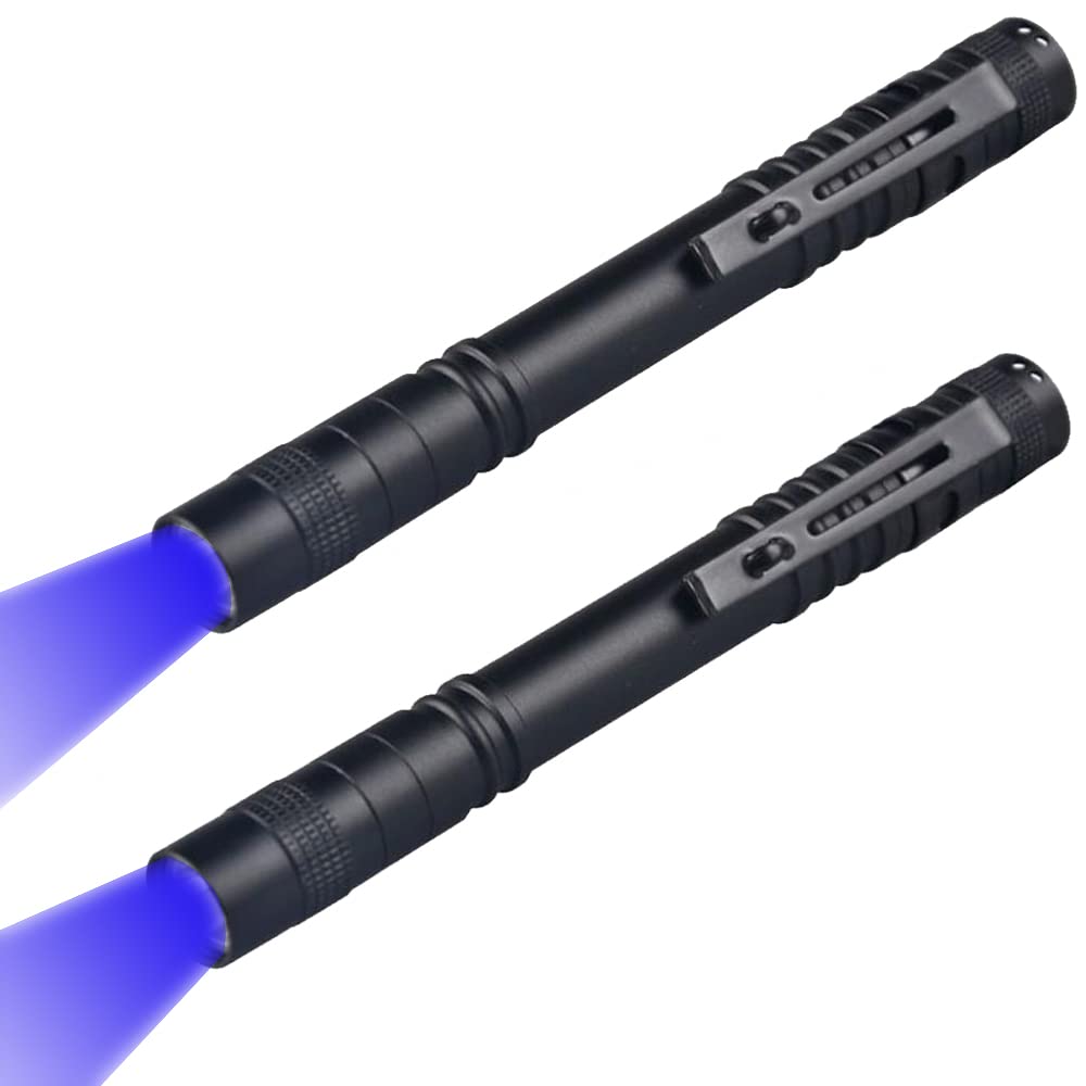 Wondsunson 2 X Blue Light Penlight Pen Type Flashlight One Mode Blue Light Led Torch For Camping Hiking Fishing Hunting Animal Protecting Night Vision