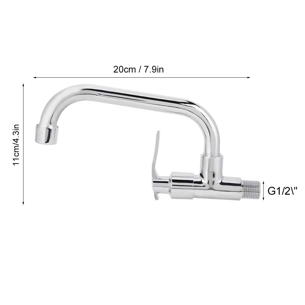 Marvellous 1/2 Single Cold Water Tap, Kitchen Faucet Wall Mounted Kitchen Sink Faucet Single Cold Water Brass Body And Stainless Steel Tube Tap Sink Water Faucet (Lq-3093 20Cm)