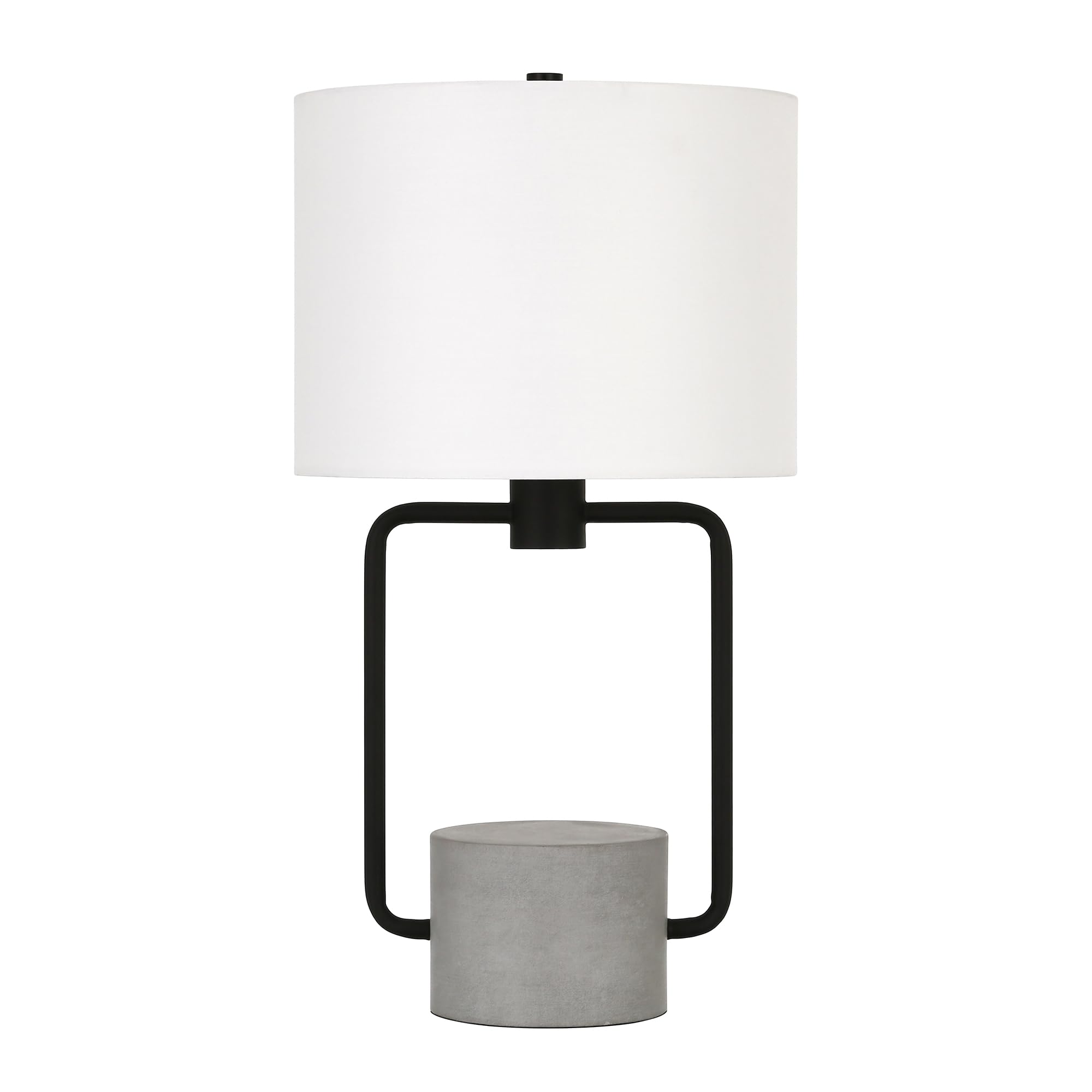 Henn&Hart 22" Tall Table Lamp With Fabric Shade In Blackened Bronze/Concrete, For Home, Living Room, Bedroom, Entertainment Room, Office, Kitchen, Dining