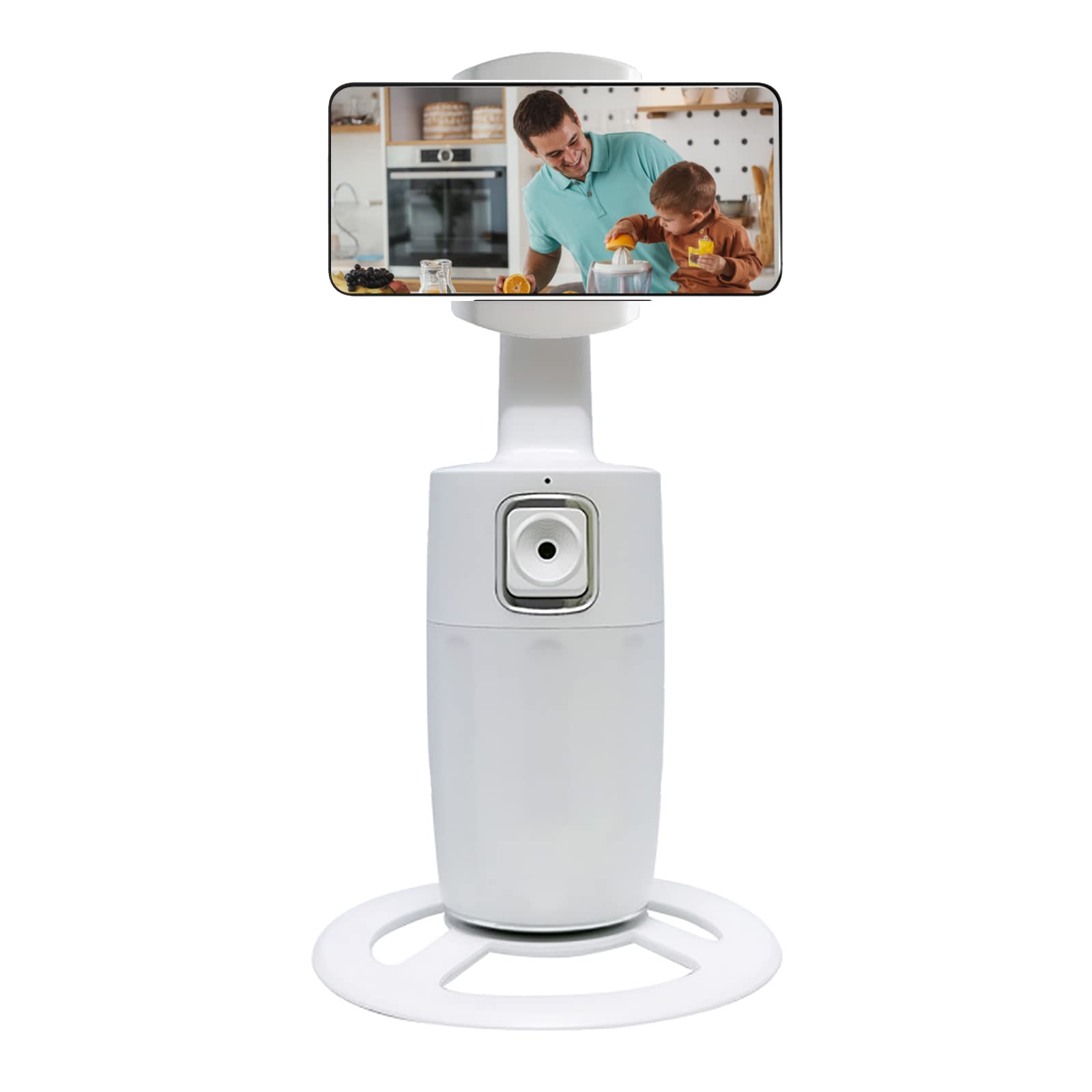 Lissahne Auto Face Tracking Cell Phone Holder, No App Required, 360° Rotation Face Body Phone Tracking Tripod Smart Shooting Camera Mount For Live Vlog White