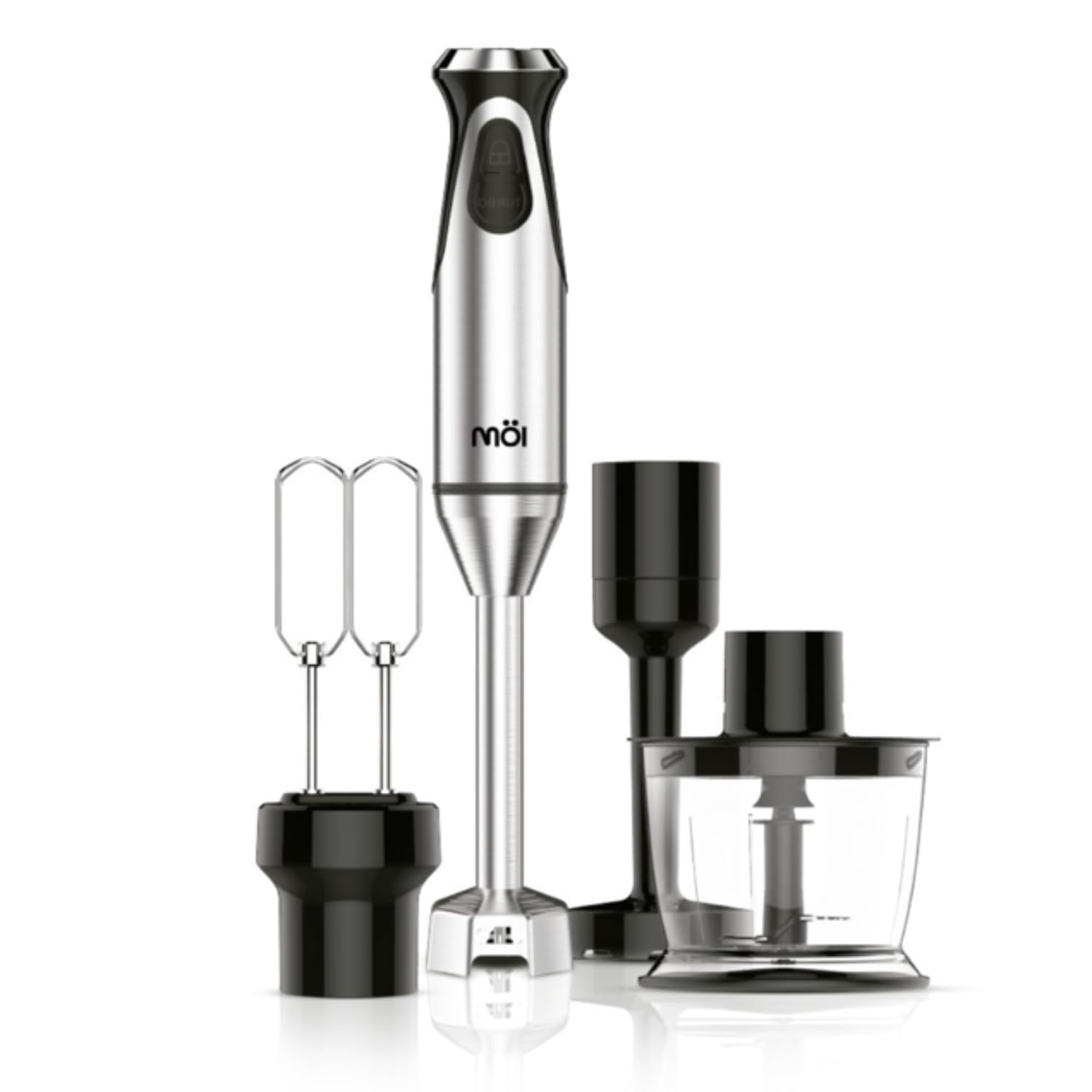 Moi Hand Blender Set Stainless Steel Blenders For Kitchen With Chopper, Whisk, Masher & Bowl, Hand Held Mixer For Mixing Juice, Sauce, Chopping, Whisking Eggs & Shaking Milk