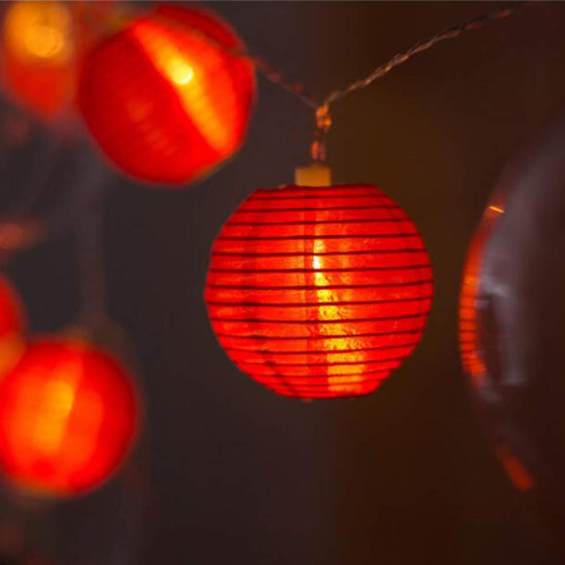 Amants01 Solar Red Lantern String Lights Solar Powered Hanging Lanterns String Lights 16.4 Ft 20 Leds For Chinese Year,Spring Festival,Wedding,Party Decoration,Christmas.