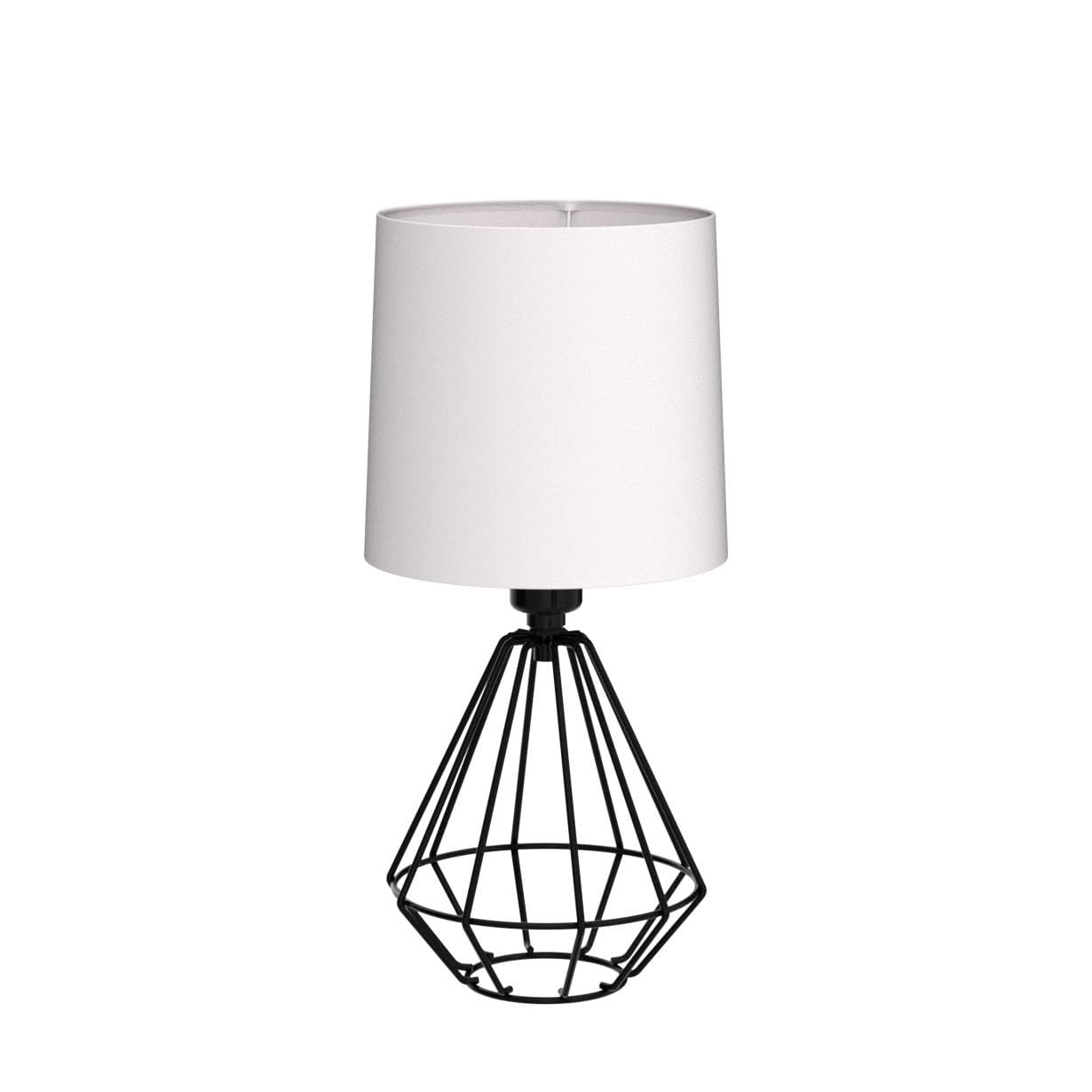 Ggoying Set Of 2 Bedside Table Lamp, Black Metal Modern Lamp With White Fabric Shade, Simple Side Lamp For Living Room,Bedroom,Home,Office Working