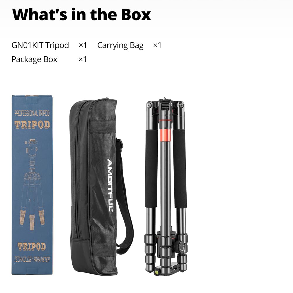 Ambitful Tripod For Camera,Camera Tripod,With Carring Bag,Quick Release Plate,Professional Video Travel Tripod For Canon Nikon Dslr Camera,Video Camcorder Gm01Kit