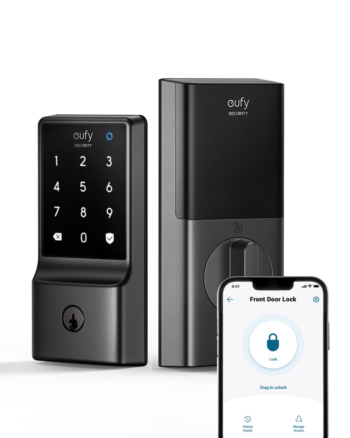 Eufy Security Smart Lock C210, Keyless Entry Door Lock, Built-In Wifi Deadbolt, Smart Door Lock, No Bridge Required, Easy Installation, Touchscreen Keypad, App Remote Control, 4 Aa Batteries Included