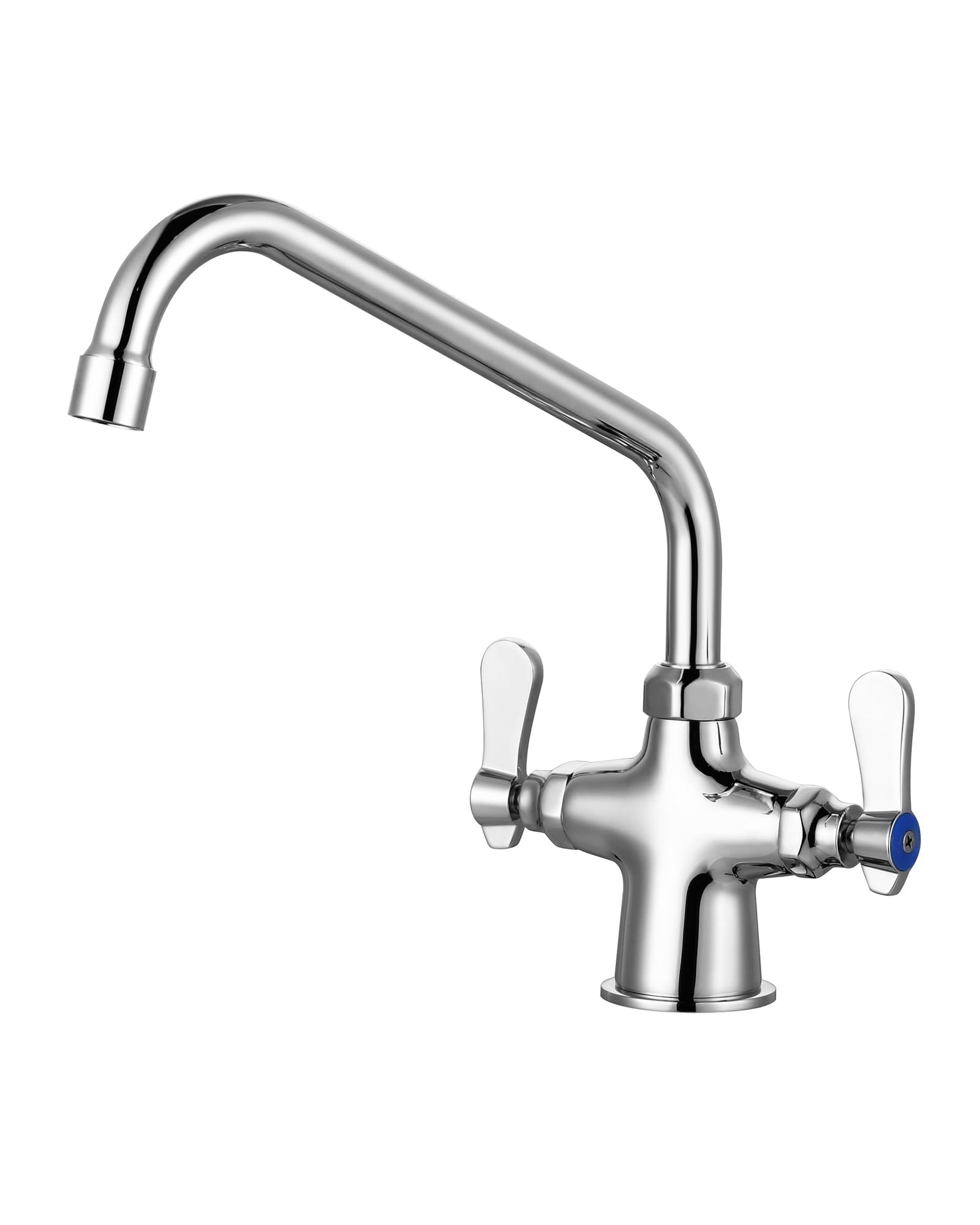 Iviga Dual Handle Kitchen Faucet Deck Mount, Commercial Kitchen Sink Faucet Simple Modern 10" Swing Spout, Kitchen Faucets Utility Sink Faucet Brass Construction With Supply Lines - Chrome