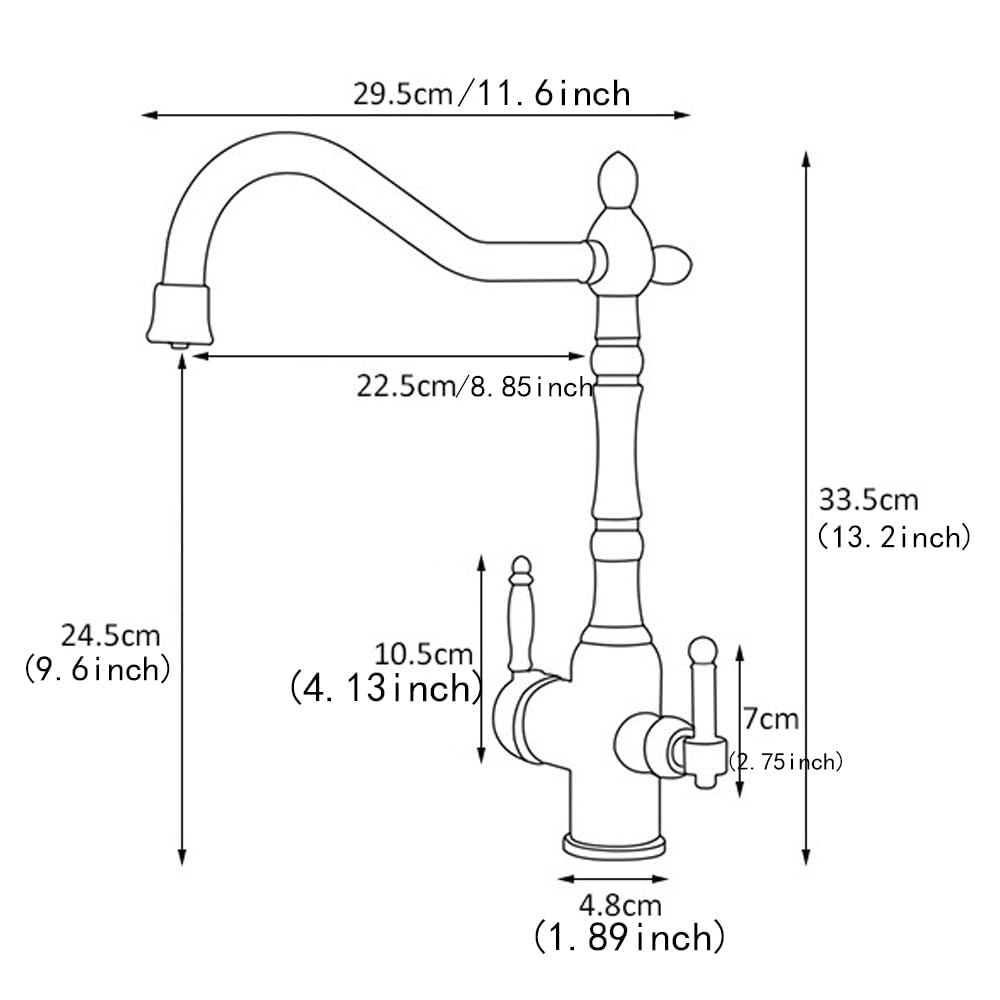 Weirun Kitchen Sink Faucet With 2 Handle Water Filter Purifier Drinking Water Faucets 360° Swivel Spout 1 Hole High Arc Brass Mixer Tap Rv Kitchen Sink Faucet Vintage Faucet Matte Black