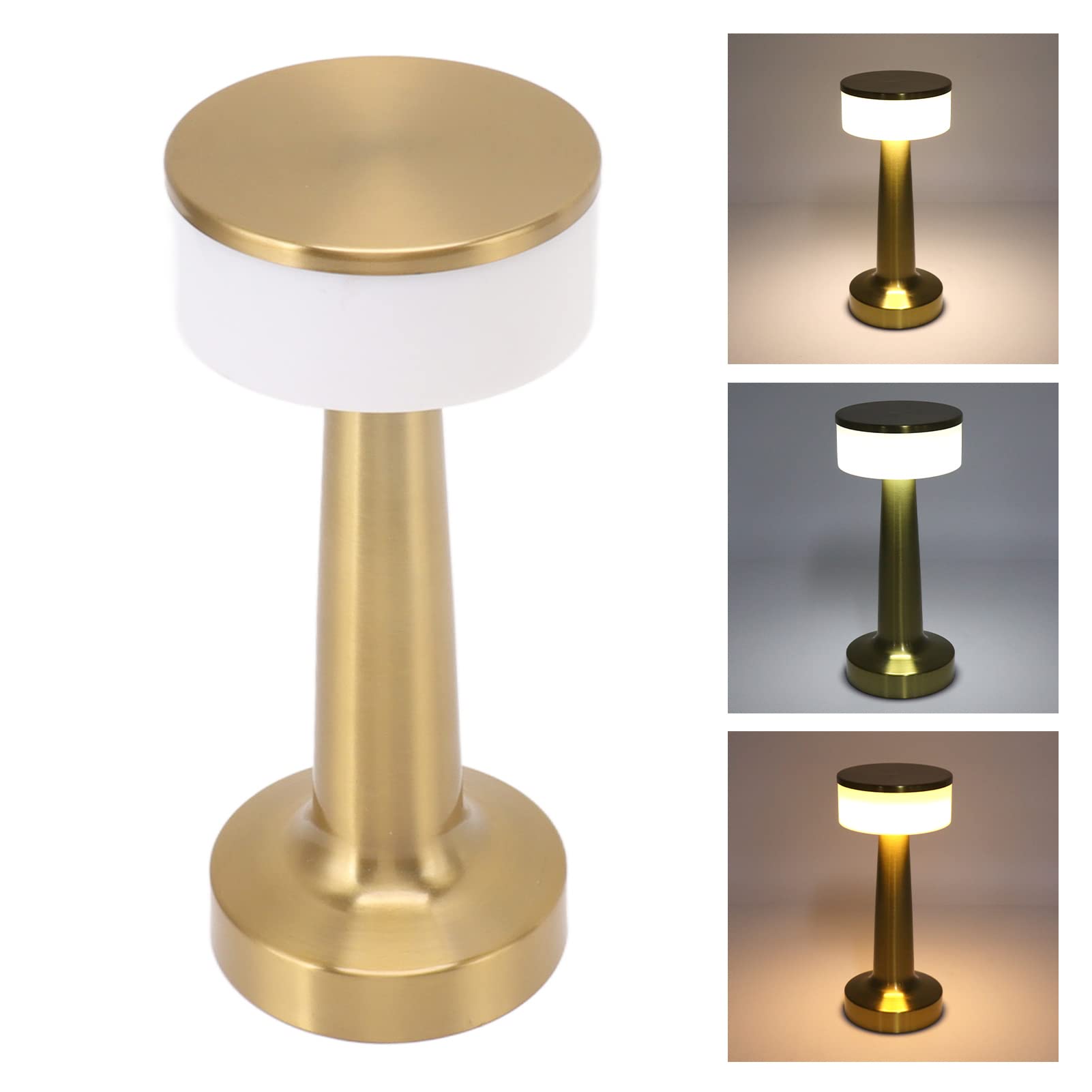 Hyuduo Portable Touch Night Light With 3 Color Usb Charging Metal Retro Nightstand Lamp Bedside Lamps For Restaurant Bedroom Bars Home