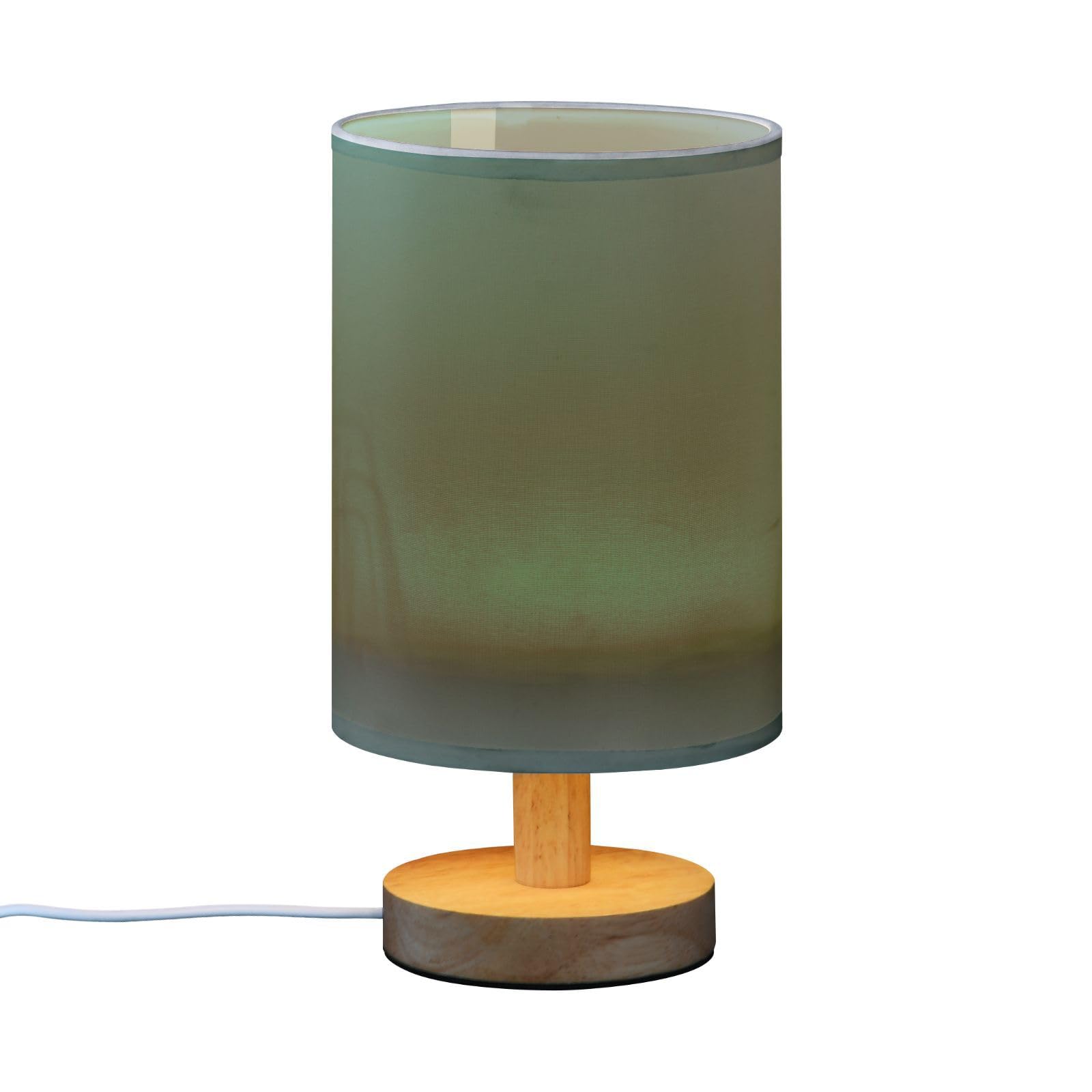 Kigai Bedside Table Lamp Small Led Table Lamp Nightstand Lamp With Linen Round Lampshade Side Table Lamp For Livingroom Bedroom Office Reading Working, Bulbs Included, Dark Green