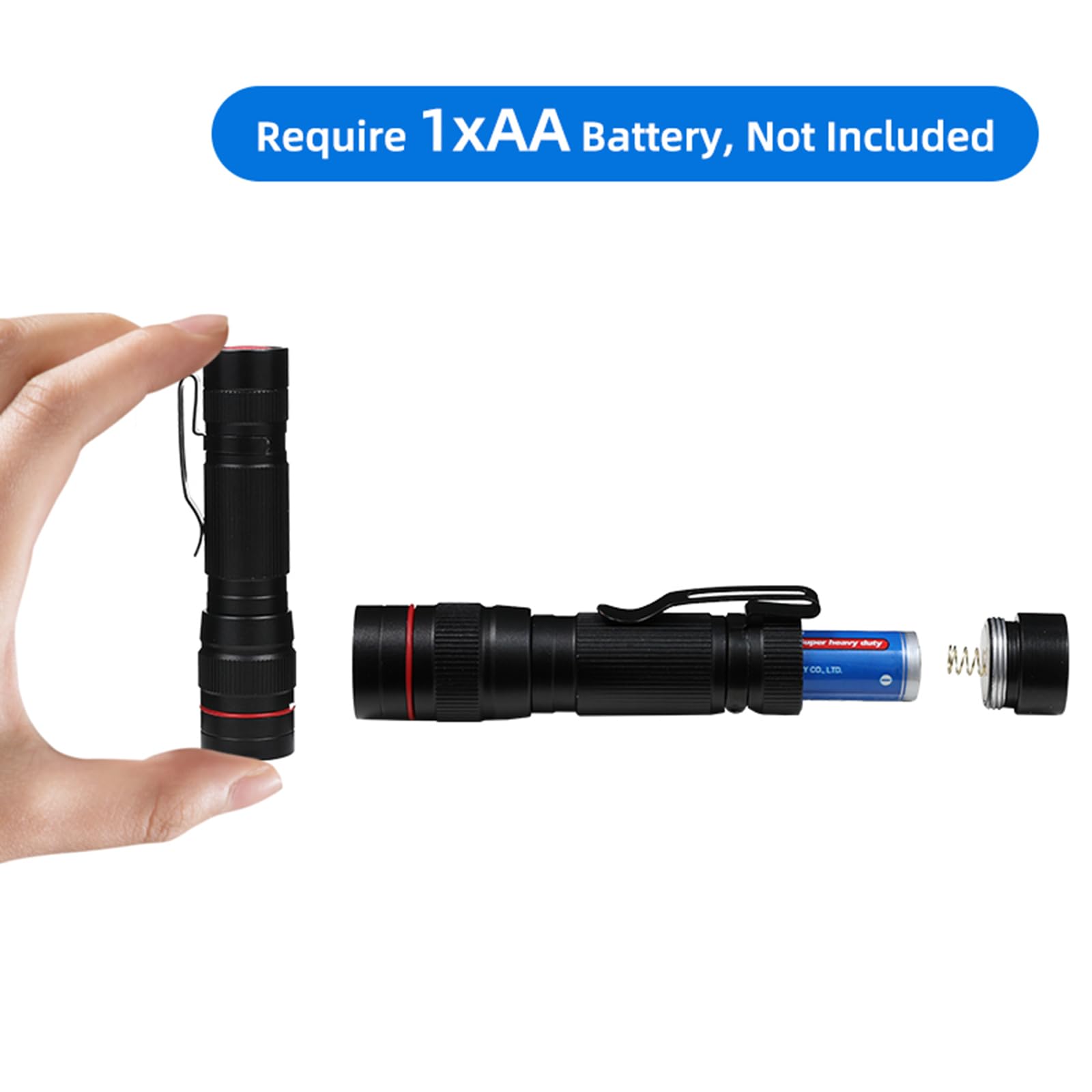 Hilngav 6 Pack Small Mini Led Flashlight, Single Mode Zoomable Flashlights Aa Battery Powerful Flashlights With Pocket Clip, Portable Bulk Edc Pen Flash Light For , Emergency, Camping, Hiking