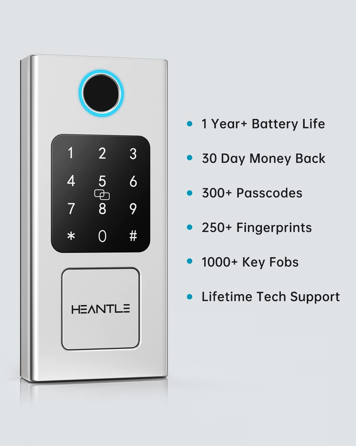 Heantle Smart Lock, Keyless Entry, Fingerprint Electronic Deadbolt Digital Bluetooth Biometric Deadbolt For Front Door, Auto Lock Work With App