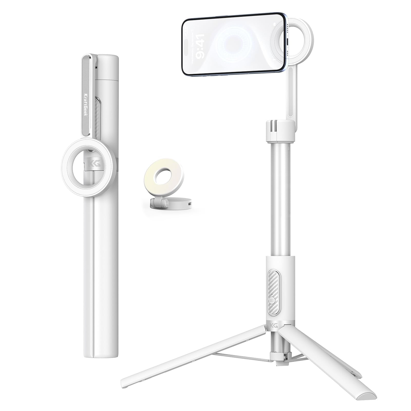 Kraftgeek Magnetic Tripod For Iphone, For Magsafe Pocket Selfie Ring Light