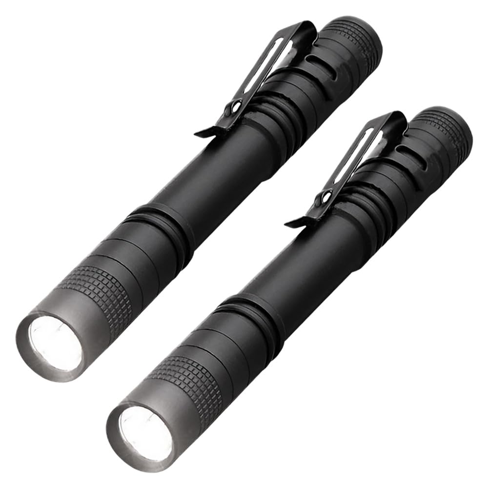 Japard Mini Flashlight 2 Pack, Pen Pocket Light, Small Compact Handheld, Waterproof Emergency Fishing Camping Golf Sports Inspection Work Outdoor