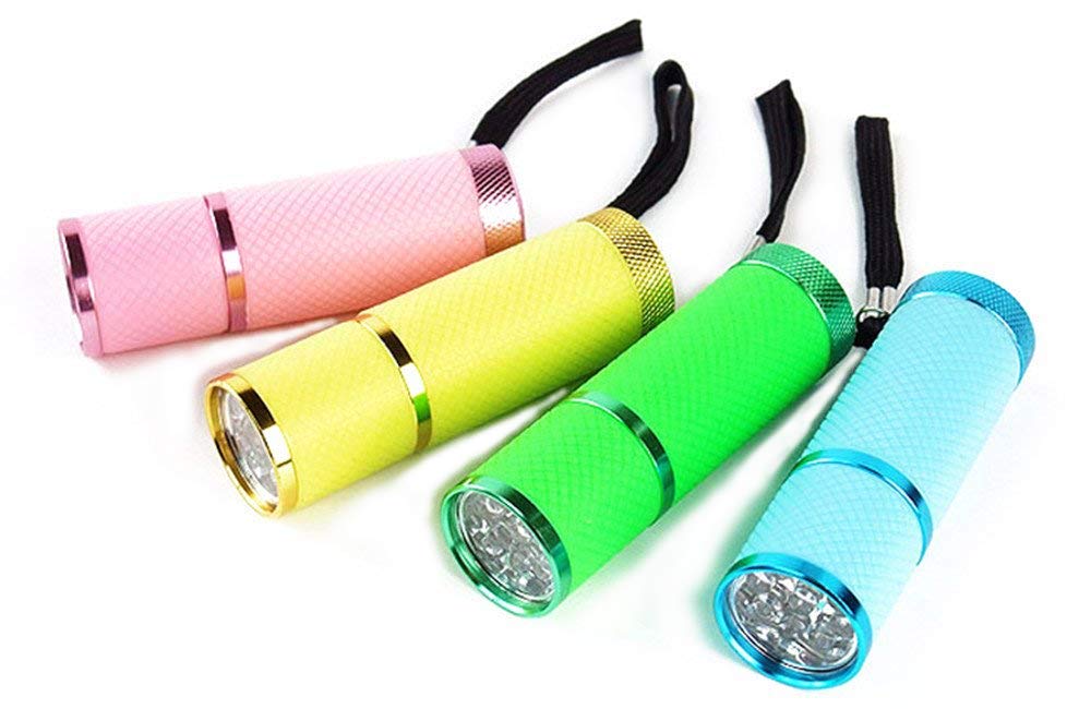 Blovess Yueton 9 Led Rubber Coated Push Button Flashlights With Straps, Pack Of 4