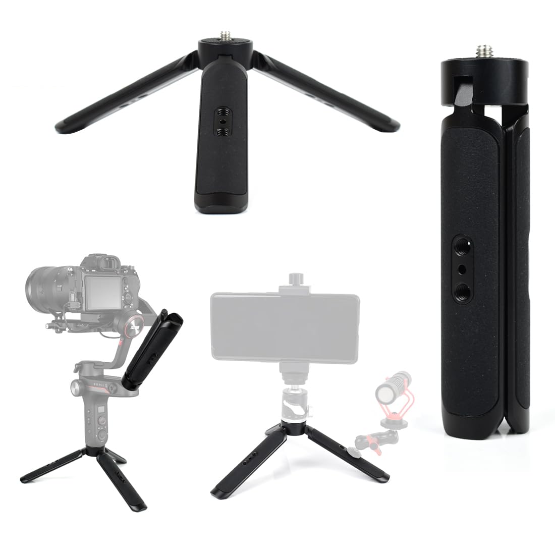 Koqinviz Aluminum Mini Tripod Stand Handle Grip For Camera Phone Gimbal Stabilizer,Desktop Tripod For Dji Ronin Zhiyun Weebill Smooth Osmo Mobile Webcam Projector