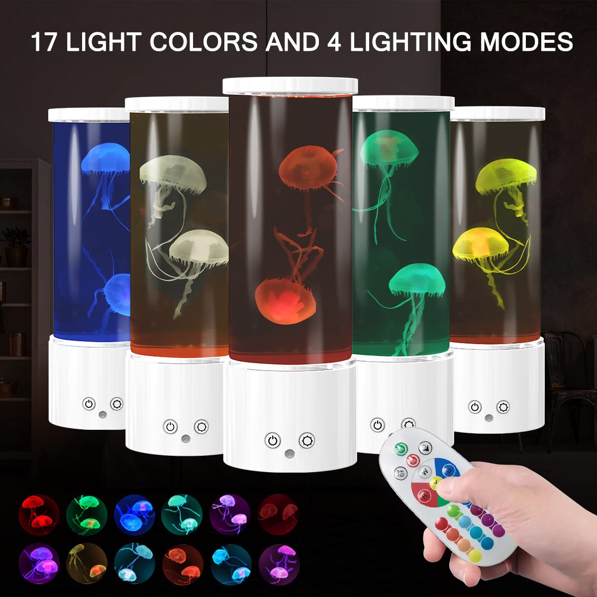 Kikilive Jellyfish Lamp, Led Jellyfish Tank Table Lamp With Remote Control,17 Color Changing Dimmable Aquarium Night Light For Home Decor & Christmas Birthday
