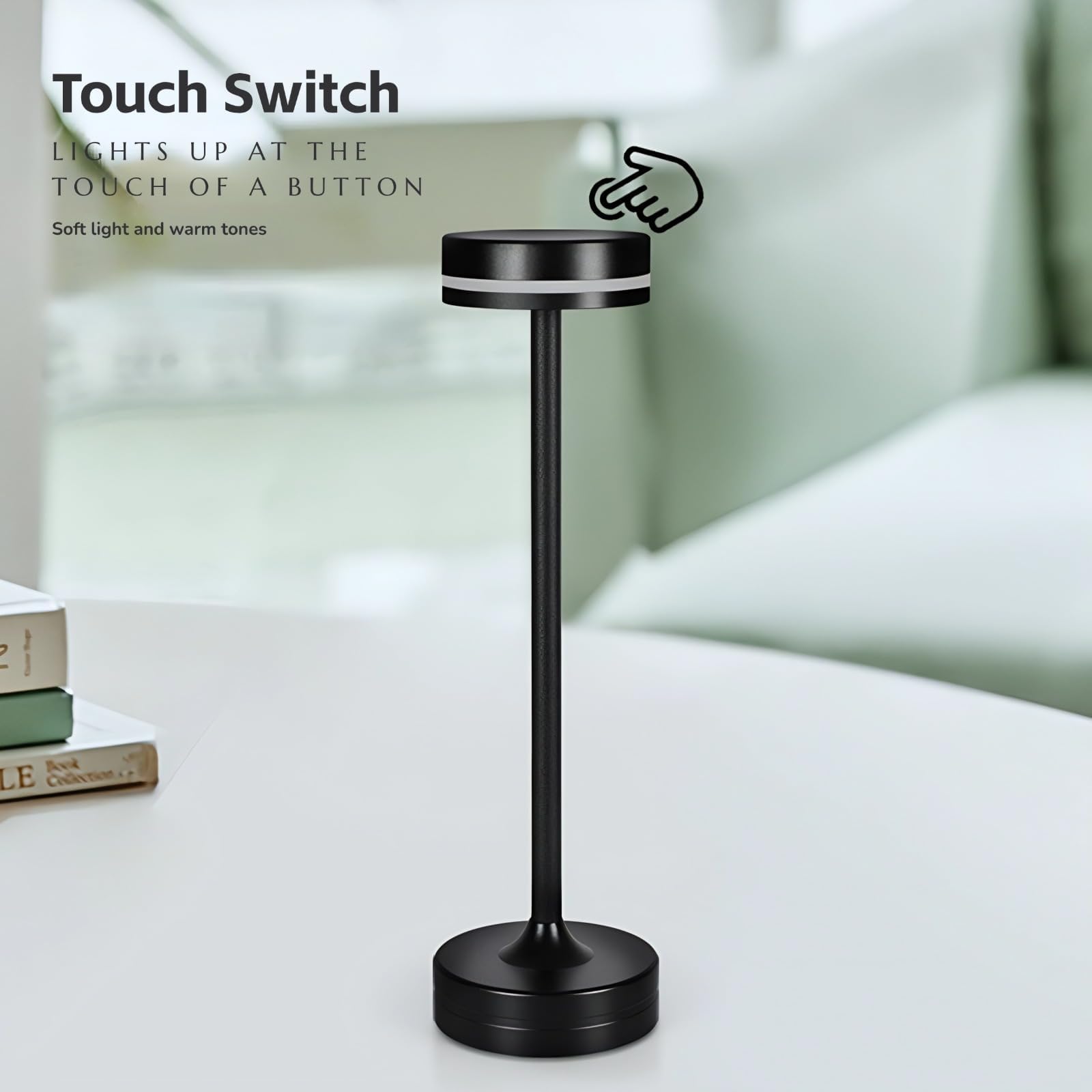 Yoidesu Small Table Lamp, Cordless Bedside Table Lamp For Bedroom, 2000Mah Rechargeable 3 Color Stepless Lamp, Minimalist Metal Ambient Lamp Touch Lamps For Home Decor