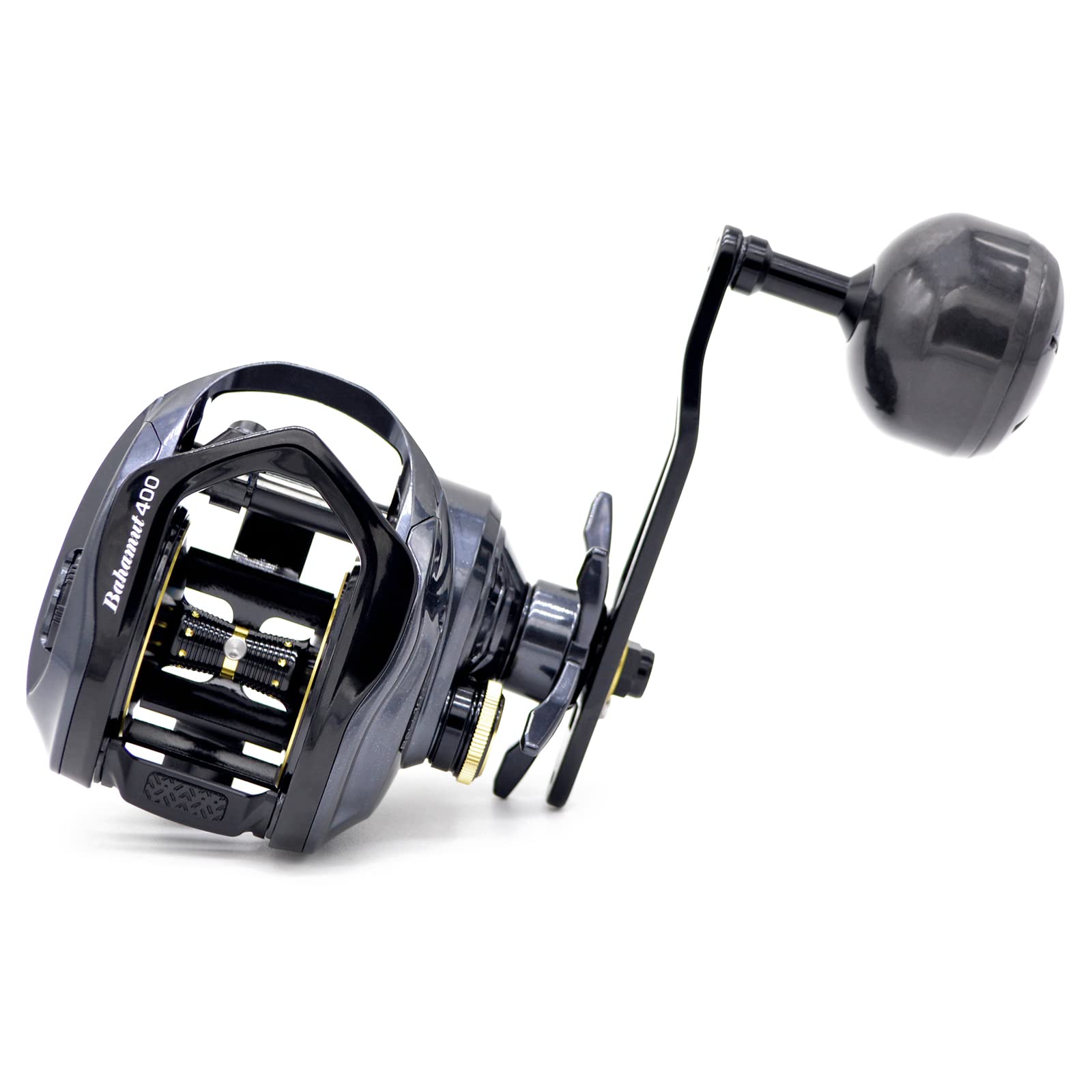 Camekoon Bahamut 400 Baitcaster Reels, Large Capacity For Jigging, 10+1 Stainless Steel Bearings, 35 Lbs Drag, 4.5In Long Power Handle, Carbon Fiber Frame And Side Covers, Baitcasting Fishing Reel