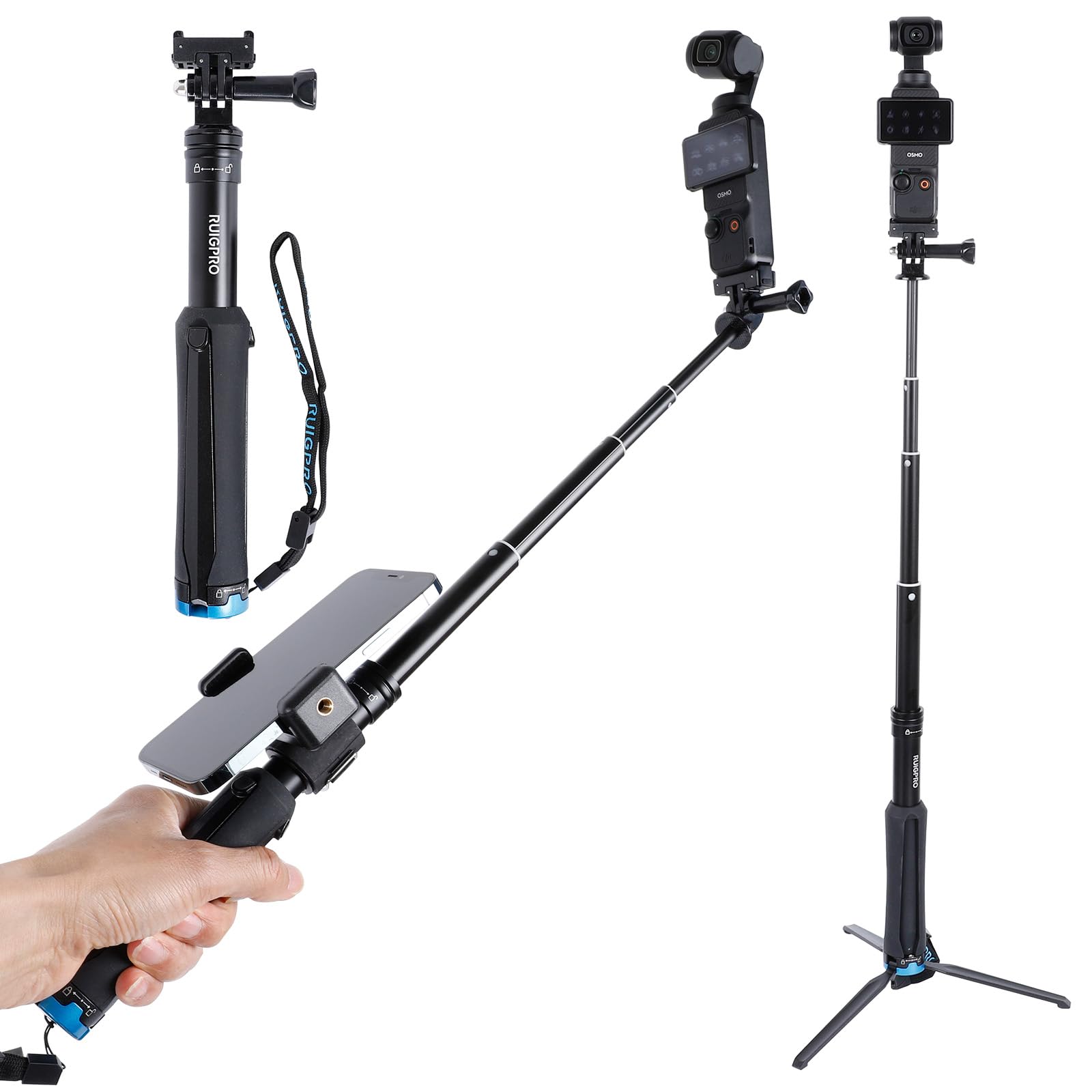 Leenconghui 32" Selfie Stick With Quick-Release Adapter For Dji Osmo Pocket 3, Tripod Stand Extension Pole Monopod For Dji Pocket 3 Accessories