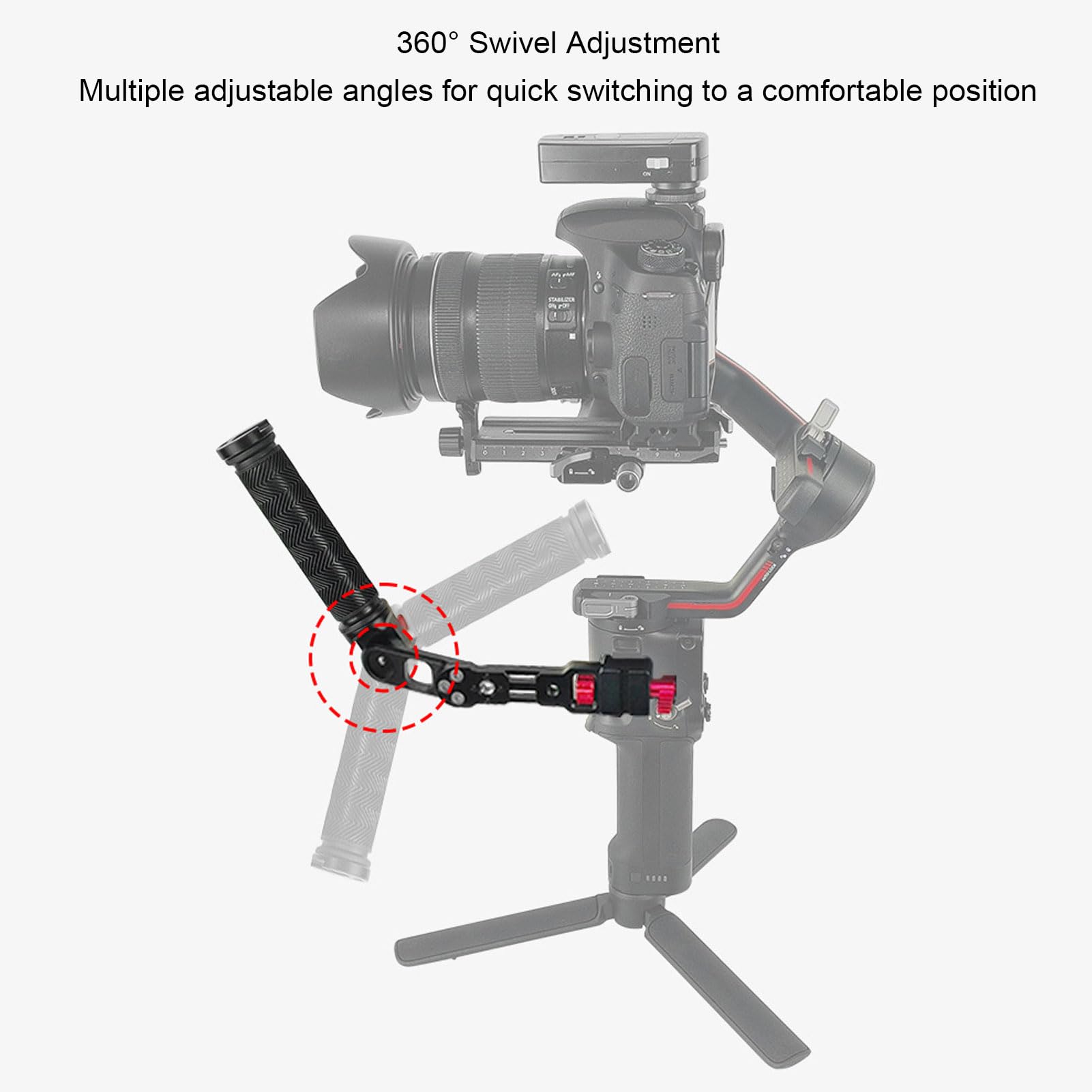 Zunate Handheld Camera Stabilizer Grip, Aluminium Alloy Video Rig Stabilizing Handleld Grip, Multi Hole Extension Video Action Stabilizing Handle Grip For Rs2 Rs3 Rsc2