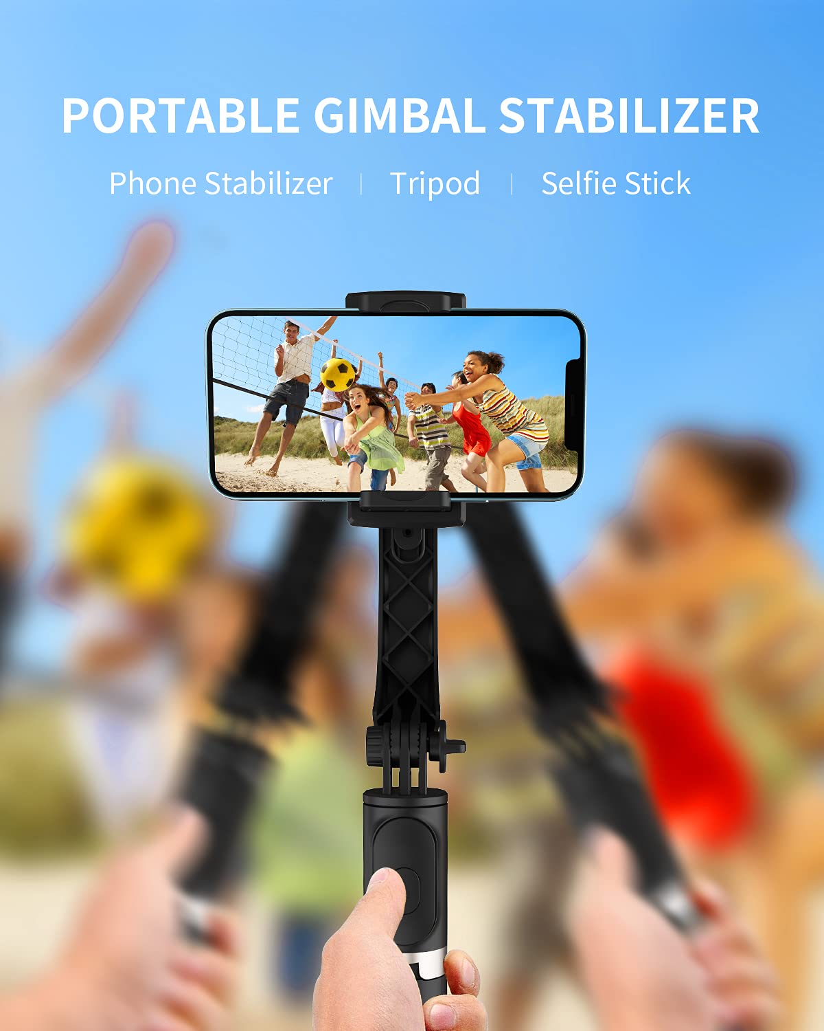 Zizuttin Gimbal Stabilizer With Selfie Stick For Iphone: Portable Handheld Gimble With Tripod & Remote For Cell Phone Camera & Samsung Android Smartphone Recording Video & Vlogging On Tiktok & Youtube