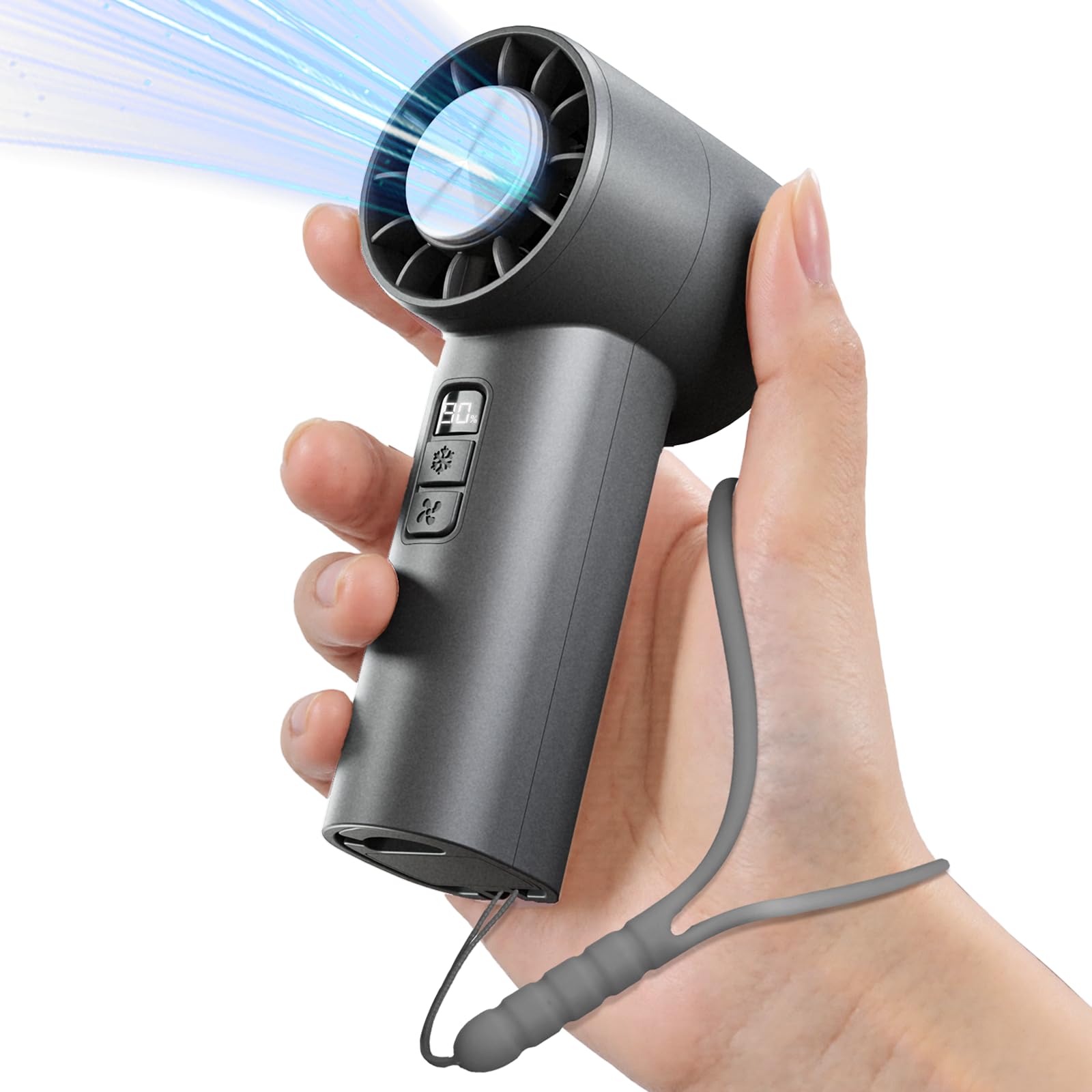 Portable Handheld Turbo Fan Speed(1-120) Adjustable Mini Fan Featuring Cooling Mode 5000Mah - Koospark