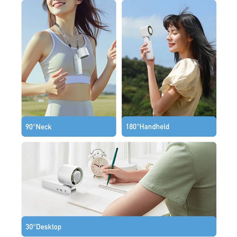 High Speed Handheld Fan, 13500 Rpm Turbo Motor Tec Instant Cooling, 4000Mah Battery (3-23H) Lcd