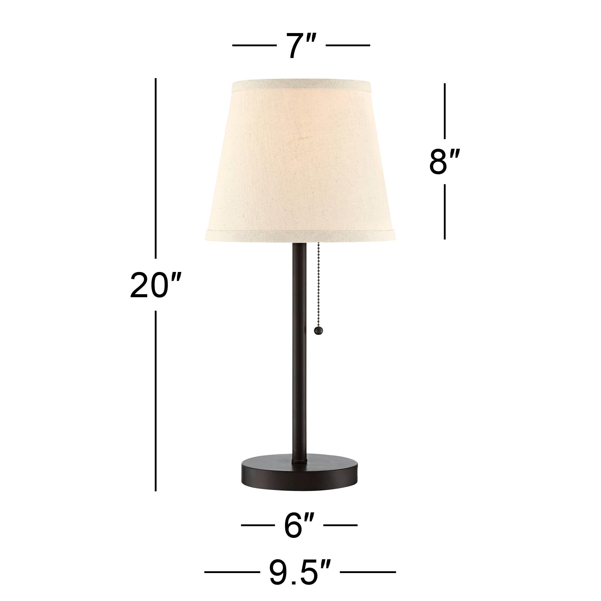 360 Lighting Flesner Modern Desk Table Lamp With Hotel Style Usb And Ac Power Outlet In Base 20" High Bronze Metal Oatmeal Drum Shade For Living Room Bedroom House Bedside Nightstand Home