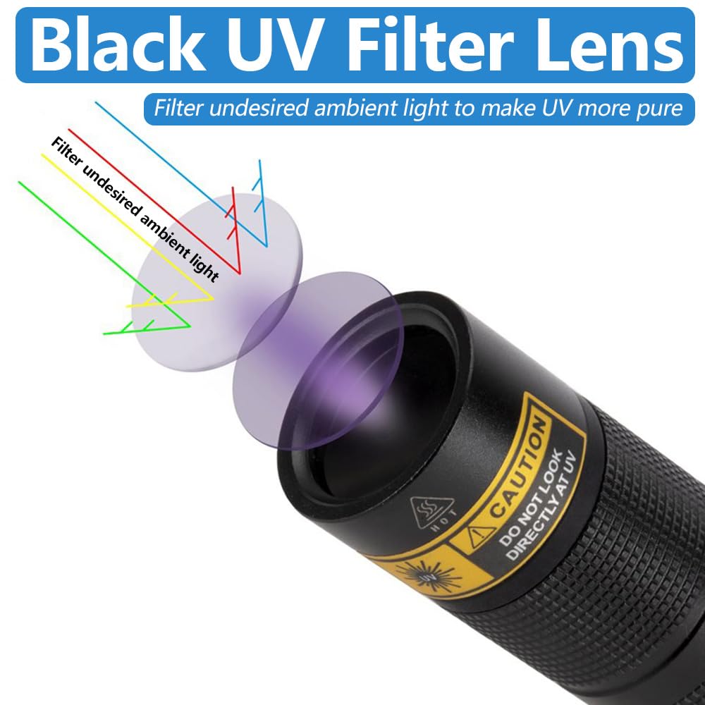 Alonefire Sv005 10W 365Nm Uv Flashlight Black Light Powerful Usb Rechargeable Woods Lamp Bed Bug Detector For Pet Urine Detection, Resin Curing, Minerals, Ac Leak With Uv Protective Glasses, Battery