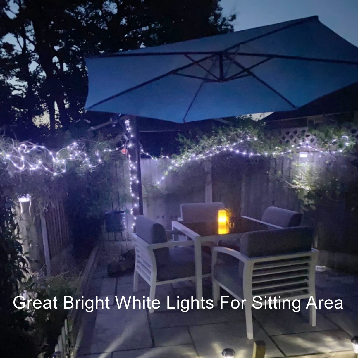 Qitong Solar Rope Lights, 2 Pack Each 33Ft 100Led String Light Outdoor Waterproof, 8 Modes Solar Tube Lights For Outside Garden Pool Patio Porch Tree Party (Cool White)