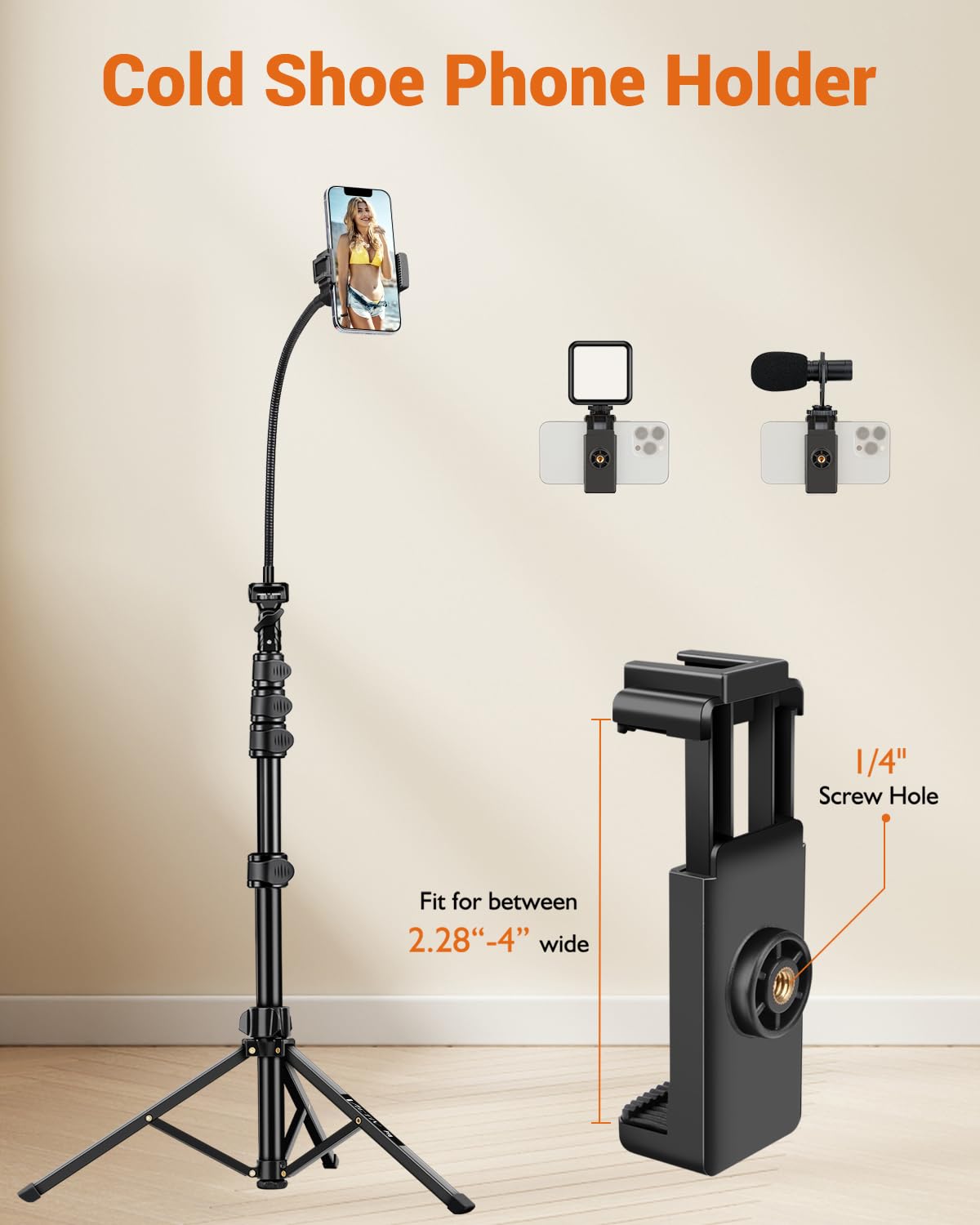 Victiv Phone Tripod Stand With Gooseneck And Remote, 85" Tall Tripod For Iphone Adjustable, Overhead Phone Stand For Recording/Watching/Cooking/Fitness/Vlog, Compatible With Iphone Android, Digital Camera