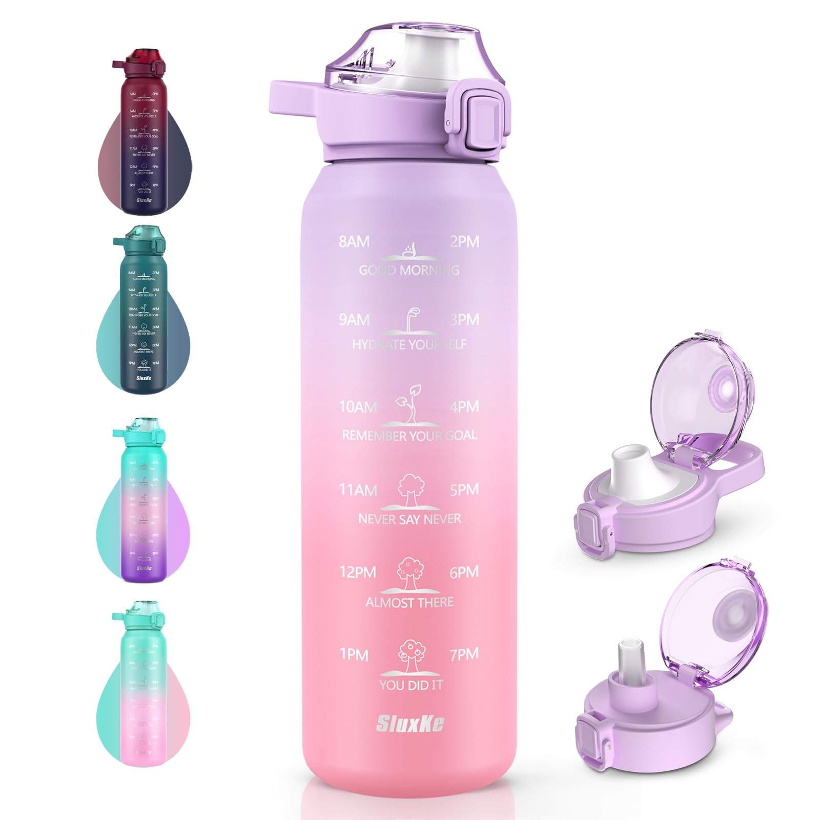 Insulated Water Bottle 32Oz With 2Lids,18/10 Stainless Steel 1000Ml Insulated Water Bottle Double