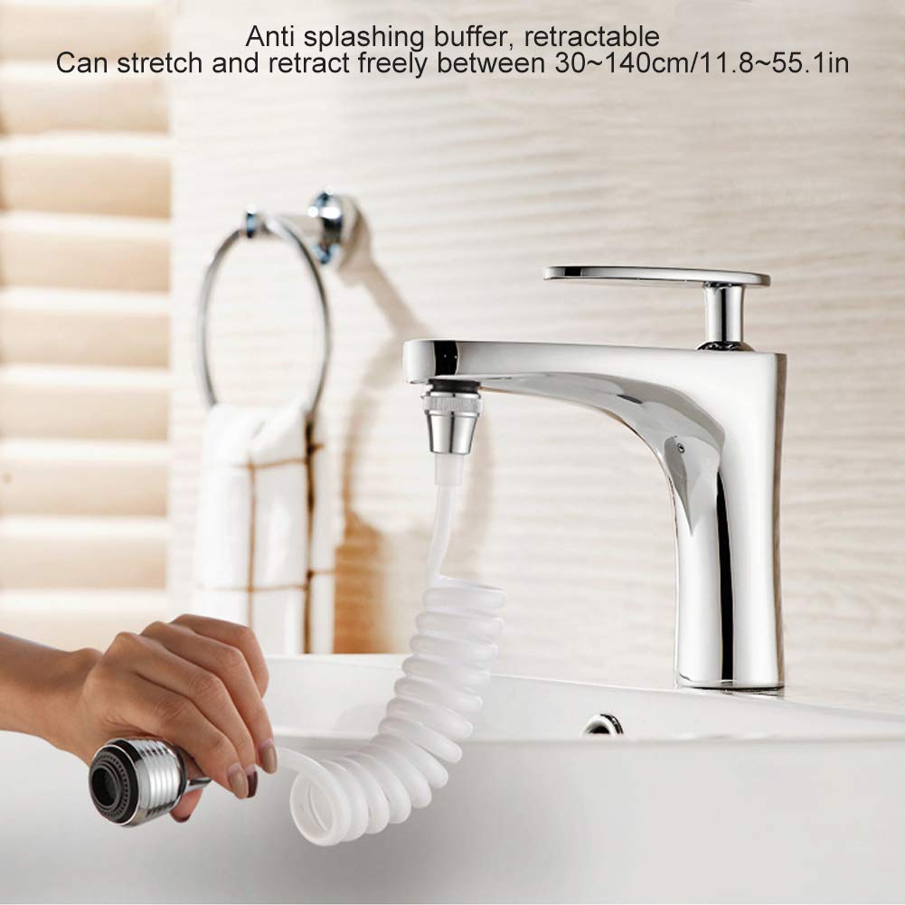 Tomotato Kitchen Faucet Extender Hose, Sink Faucet Sprayer Attachment Faucet Extender For Kitchen Sink Long Hose Retractable Foaming Water Tap Flexible Tap Extension For Kitchen Sink(White)