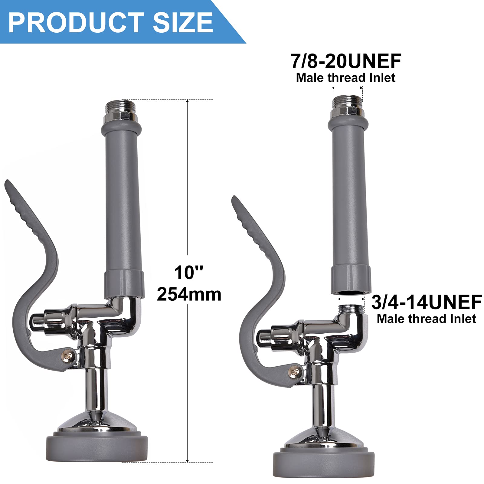 Jzbrain Commercial Sink Sprayer Pre Rinse Sprayer Replacement For Commercial Kitchen Faucet - 1.42 Gpm High Pressure Commercial Dish Sprayer Pre Rinse Spray Valve With Handle Chrome Polished (Grey)