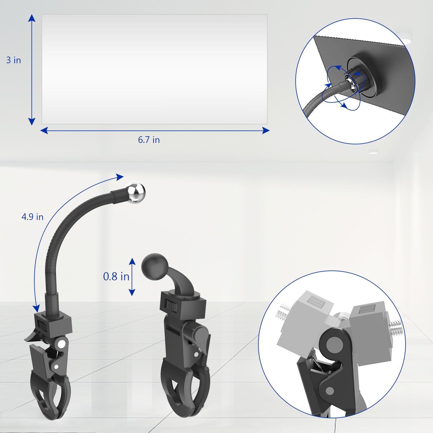 Clifod Clip On Mirror For Monitor Desk Rear View, Office Security Cubicle Mirror To See Behind You For The Safety, Clip Convex Mirror With Flexible Arm For Lash Content Creators
