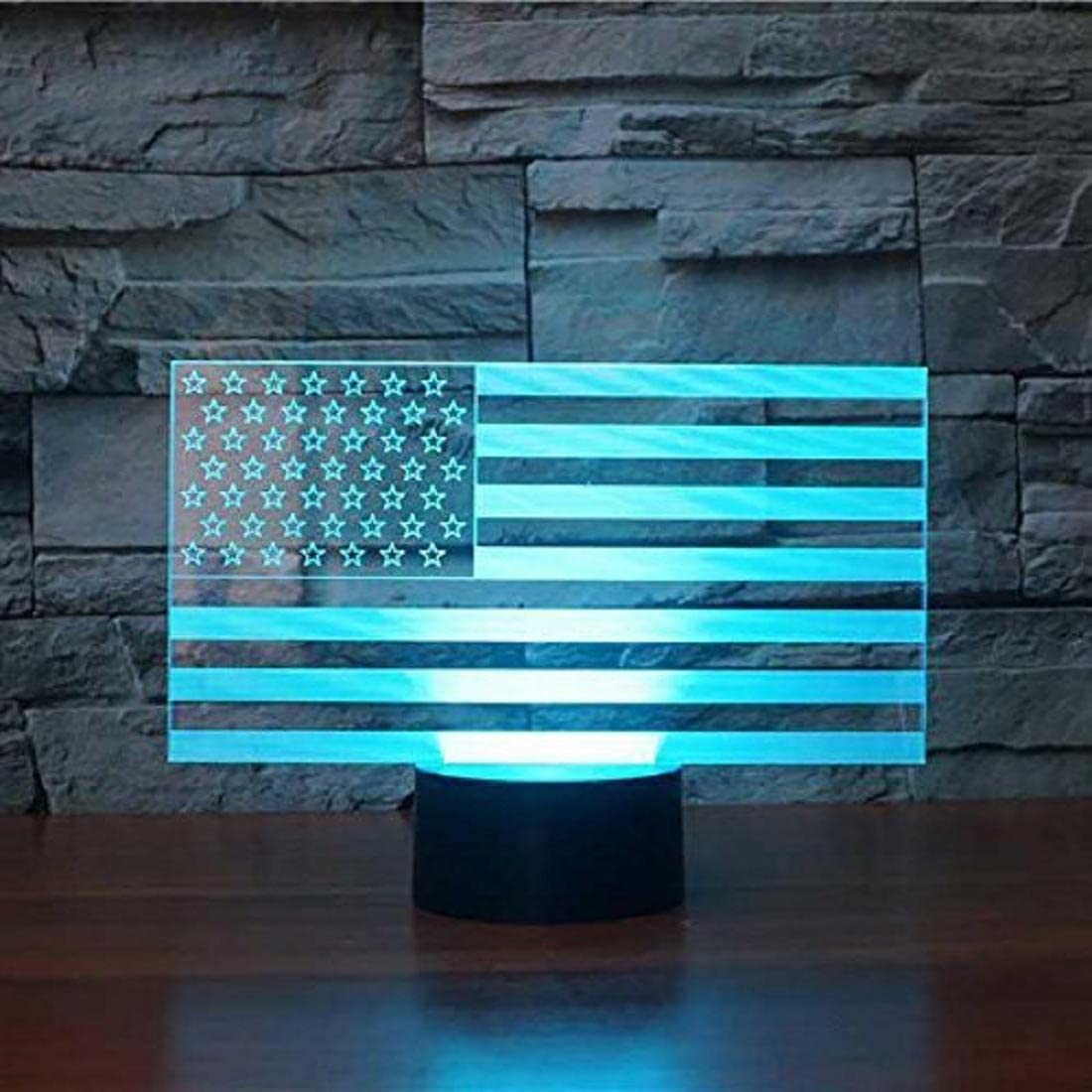 Superiorvznd 3D American Flag Stripes Night Light Remote Control Power Touch Table Desk Optical Illusion Lamps 16 Color Changing Lights Home Decoration Xmas Birthday