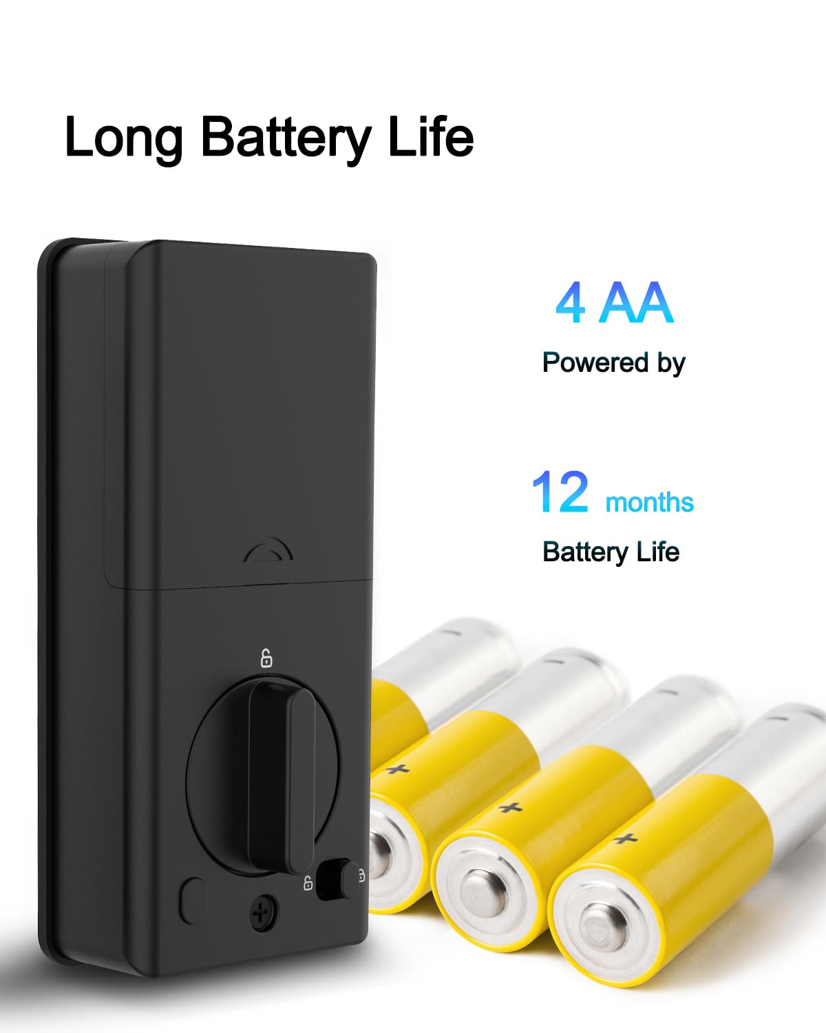 Wooaismart Smart Keyless Entry Door Lock With Biometric Fingerprint & Touchscreen Keypad – Auto-Lock, One-Time Guest Codes, Keypad Deadbolt, One-Touch Locking, App Control, Matte Black Finish