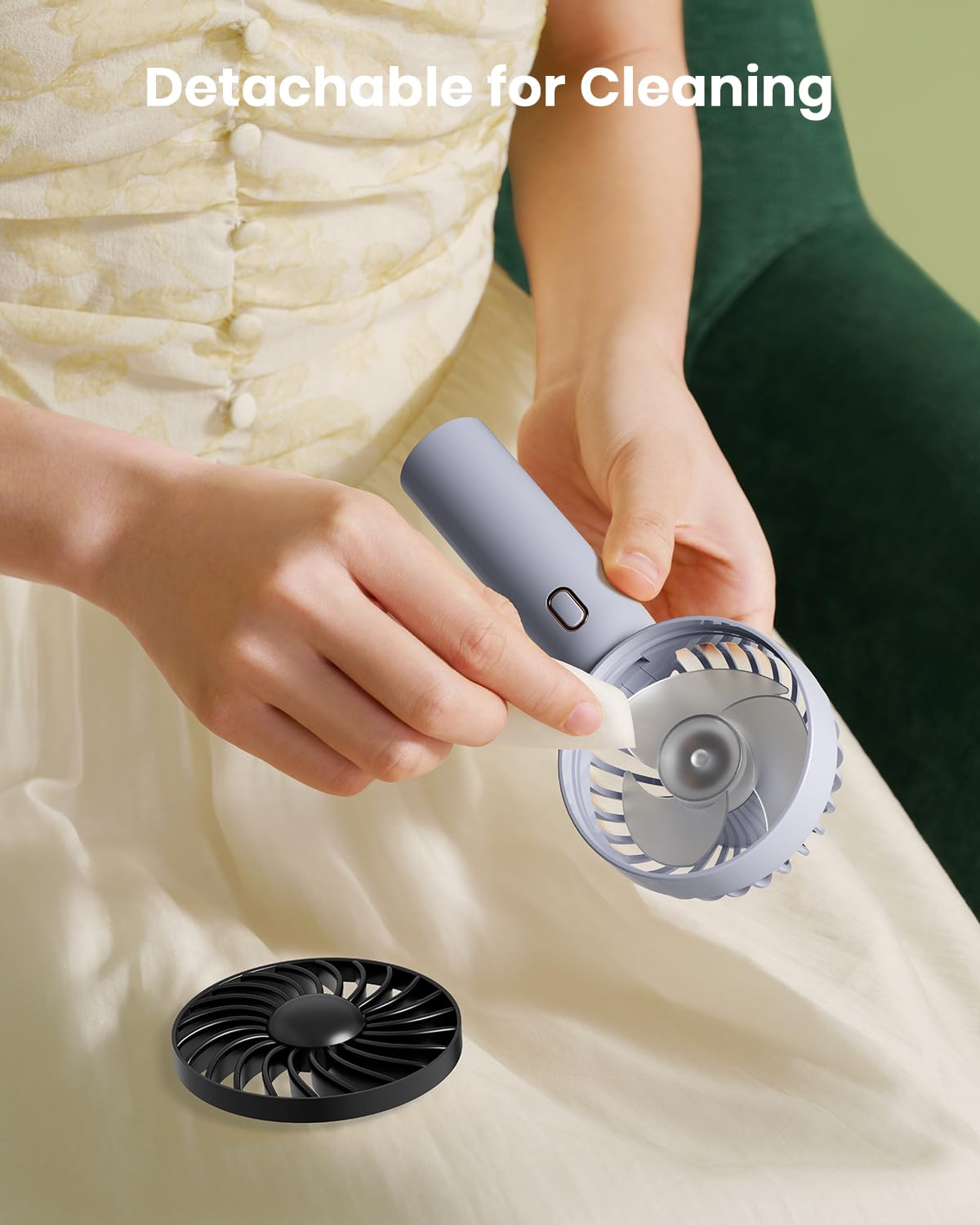 Retro Portable Fan, Mini Personal Handheld And Desktop With Base, 3 Powerful Speed, Usb Rechargeable