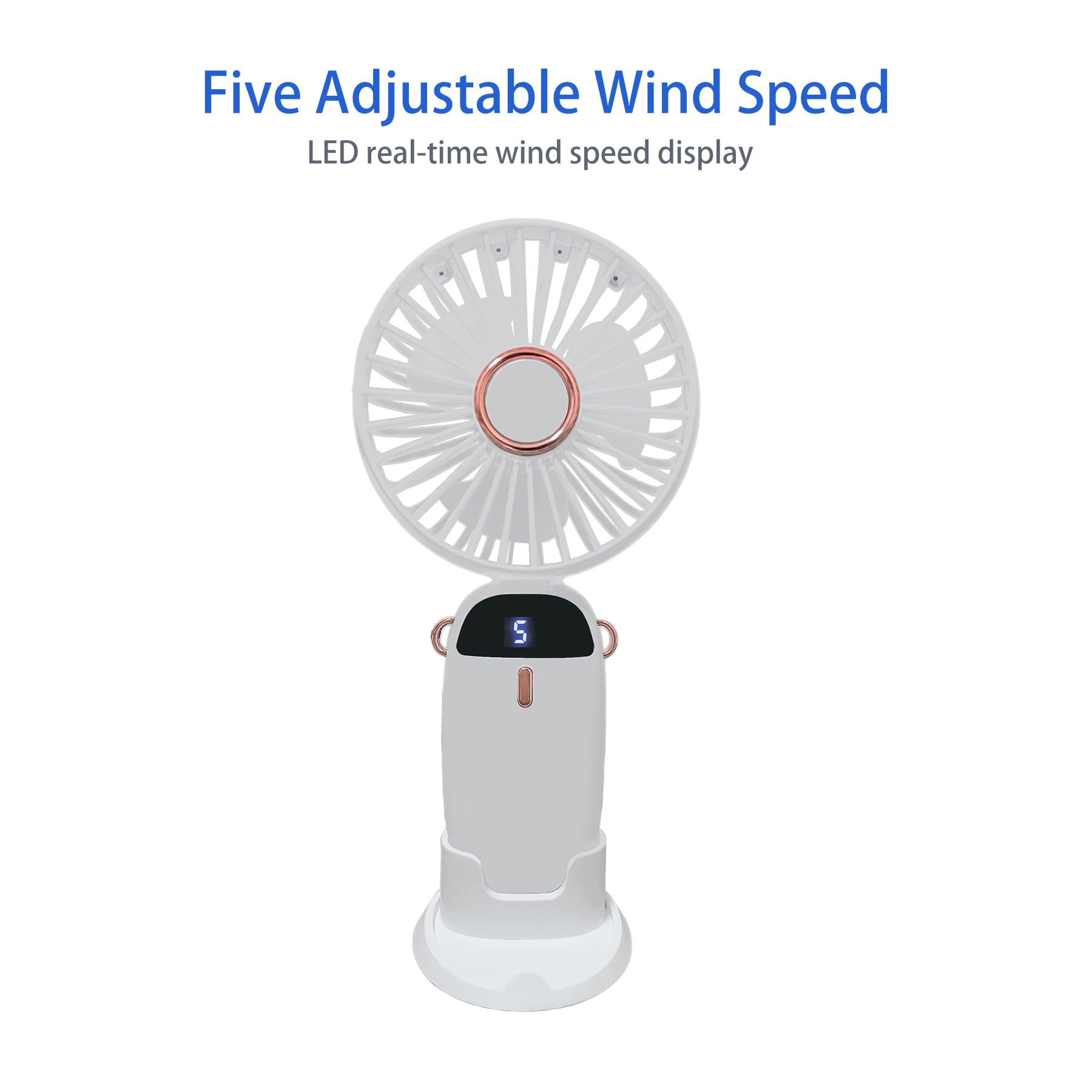Portable Handheld Fan Small Hand-Held Flat Fans Type-C Rechargeable 2000Mah Desk Personal Fan